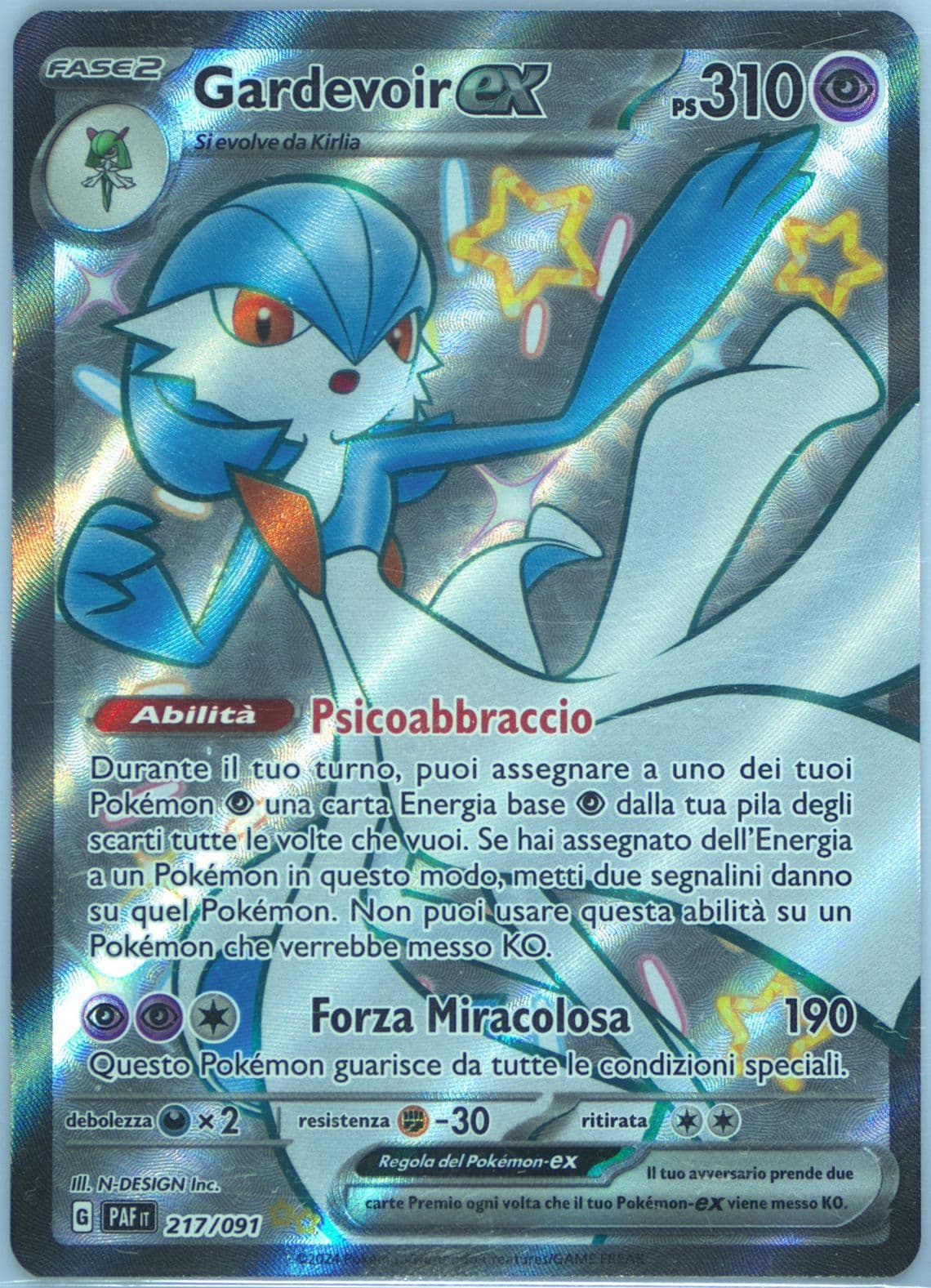 Gardevoir EX Shiny Ultra Rare (217) 2024 Pokemon Italian Paf It-Paldean Fates