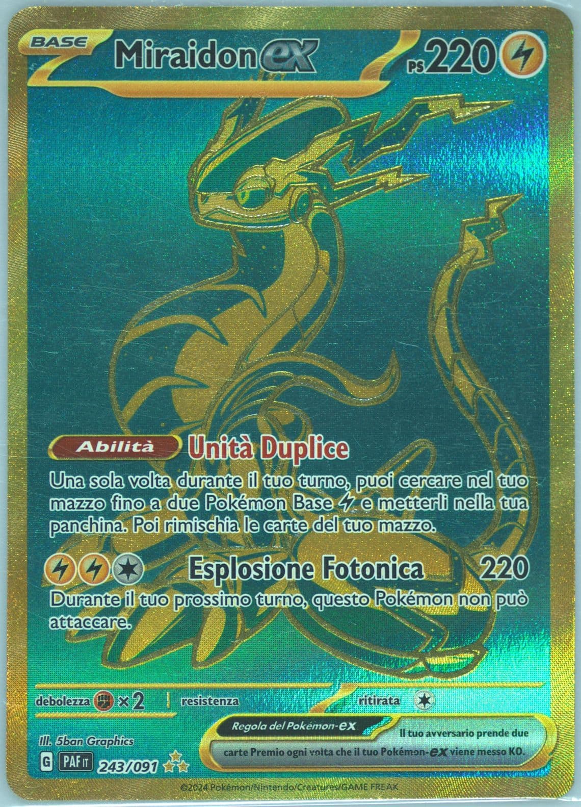 Miraidon EX Hyper Rare (243) 2024 Pokemon Italian Paf It-Paldean Fates