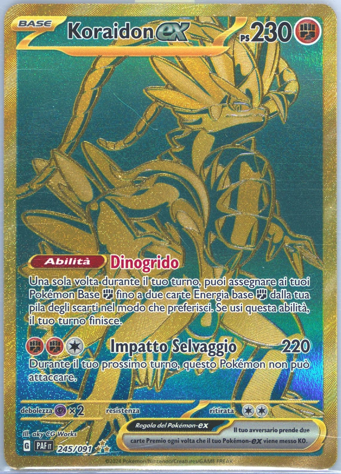 Koraidon EX Hyper Rare (245) 2024 Pokemon Italian Paf It-Paldean Fates