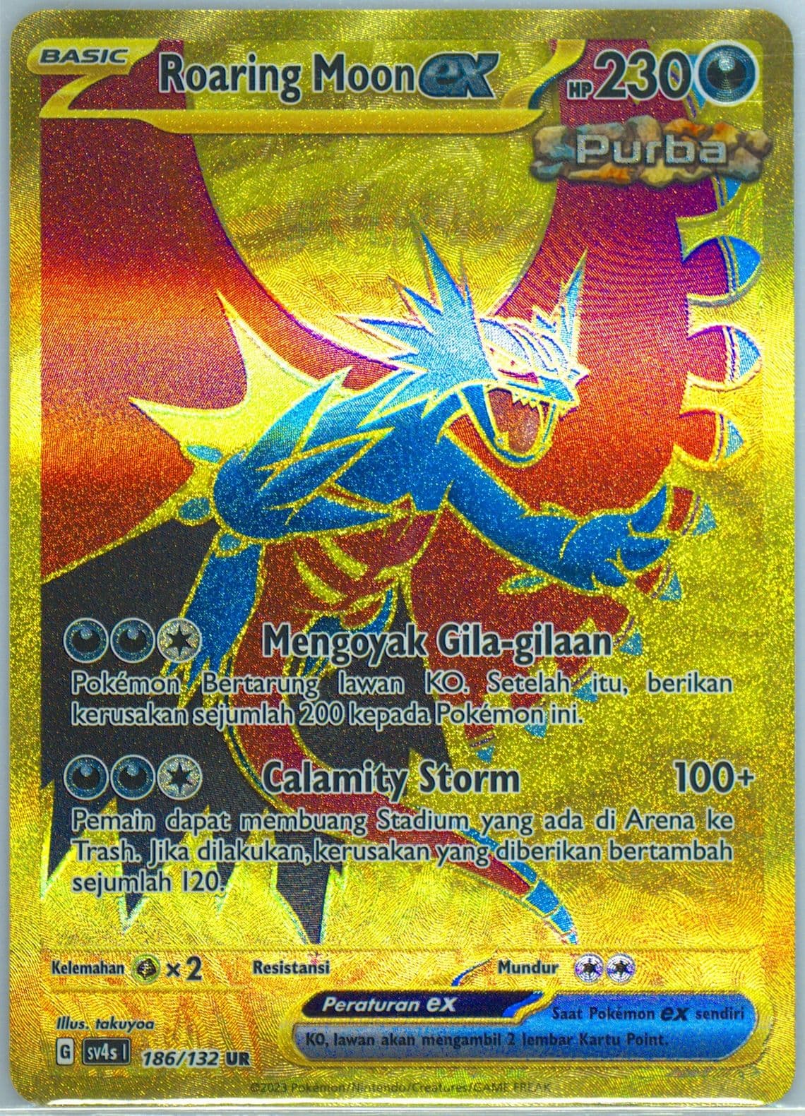 Roaring Moon EX Ultra Rare (186) 2023 Pokemon Indonesian Sv4s I-Pokemon Paradox Encounters