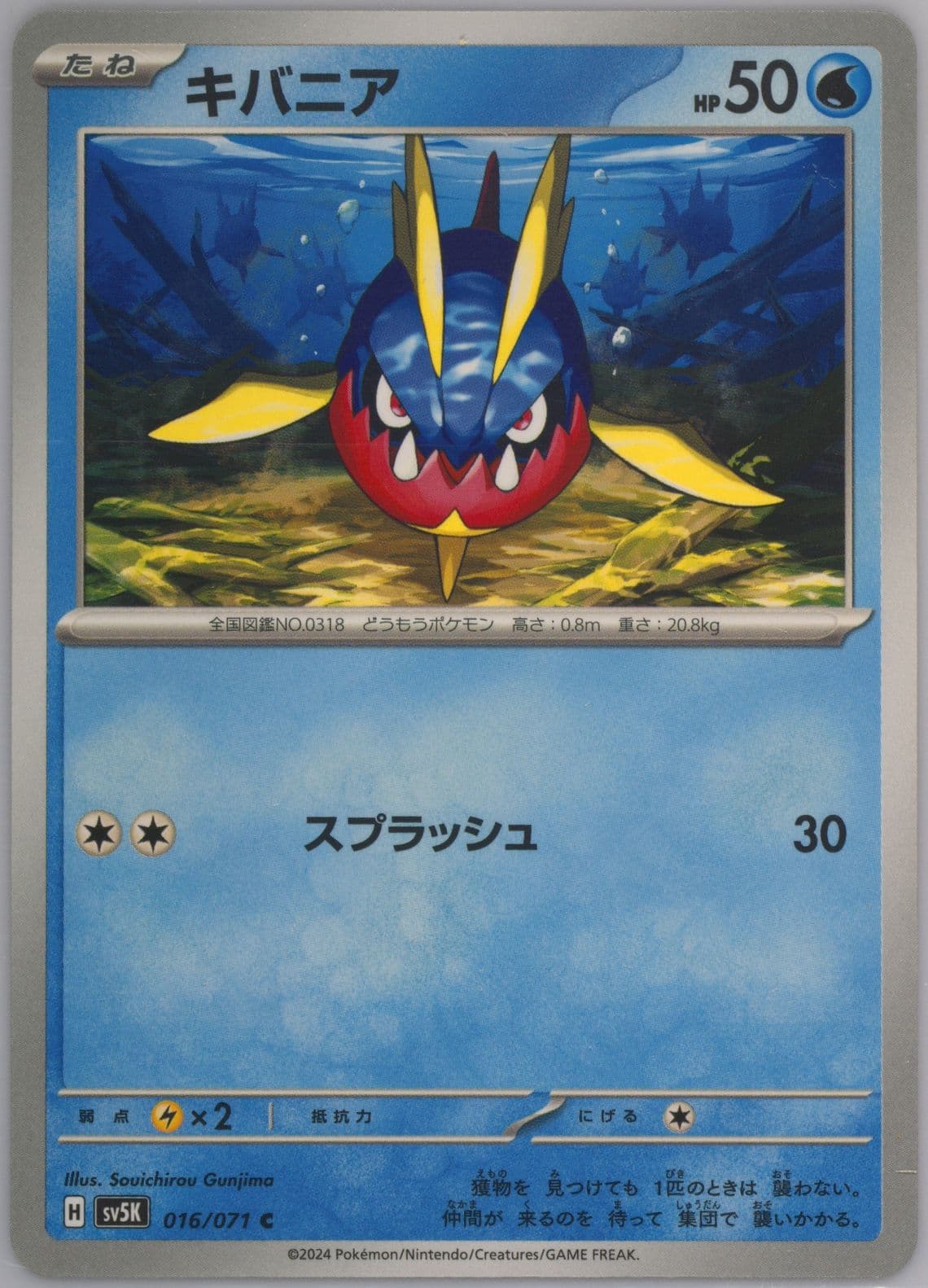 Carvanha (016) 2024 Pokemon Japanese Sv5k-Wild Force