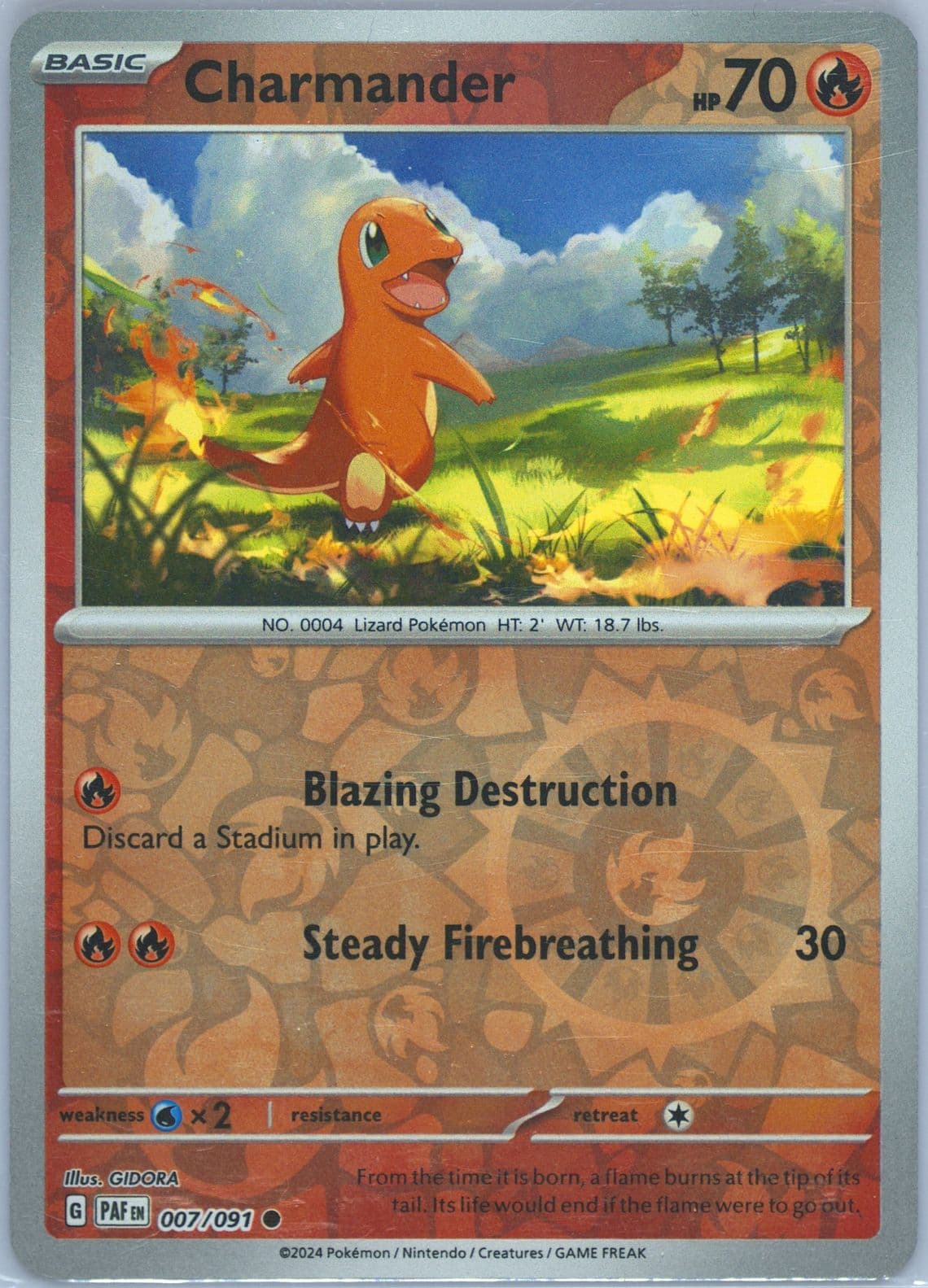 Charmander Reverse Holo (007) 2024 Pokemon Paf EN-Paldean Fates