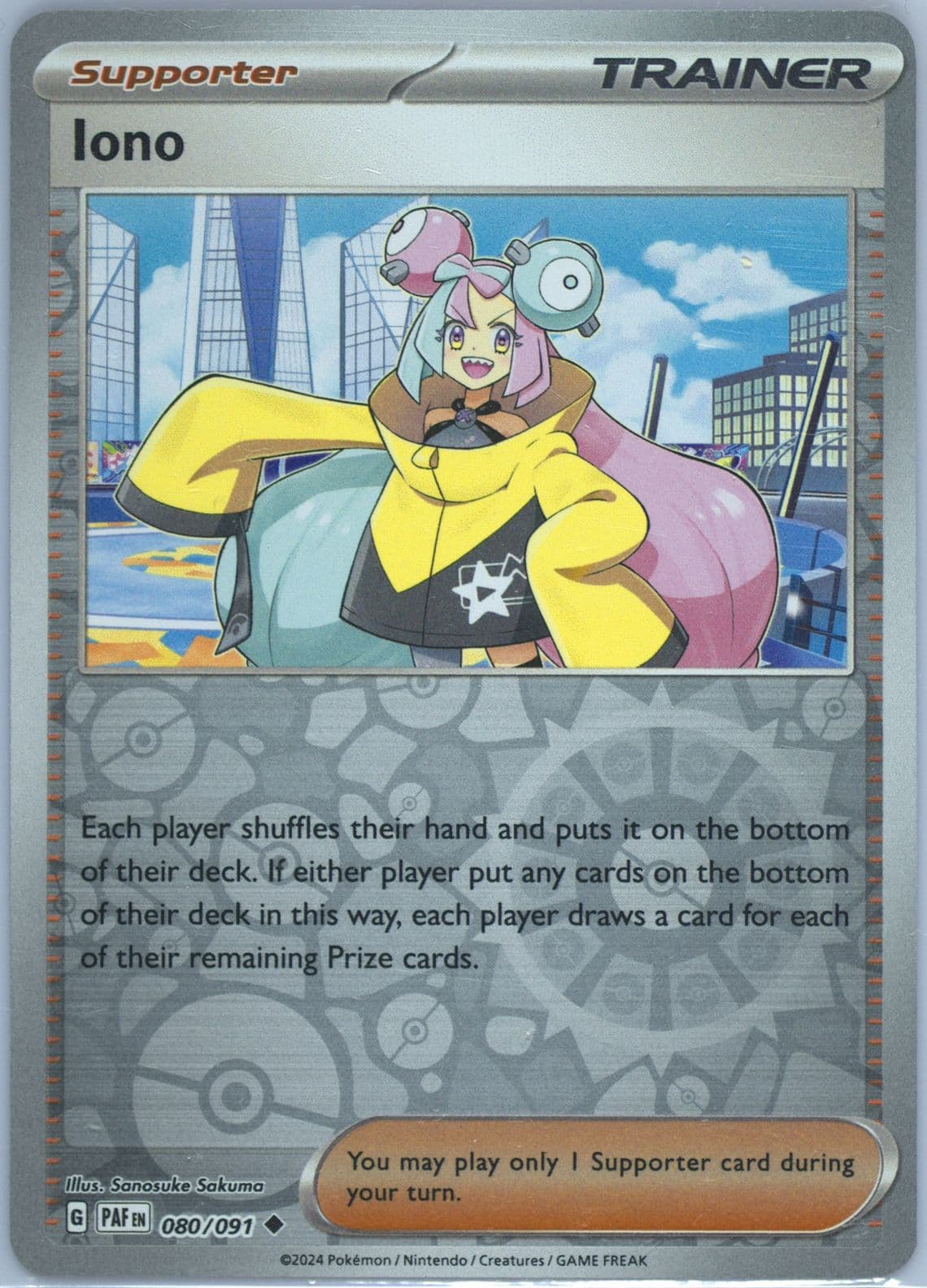 Iono Reverse Holo (080) 2024 Pokemon Paf EN-Paldean Fates