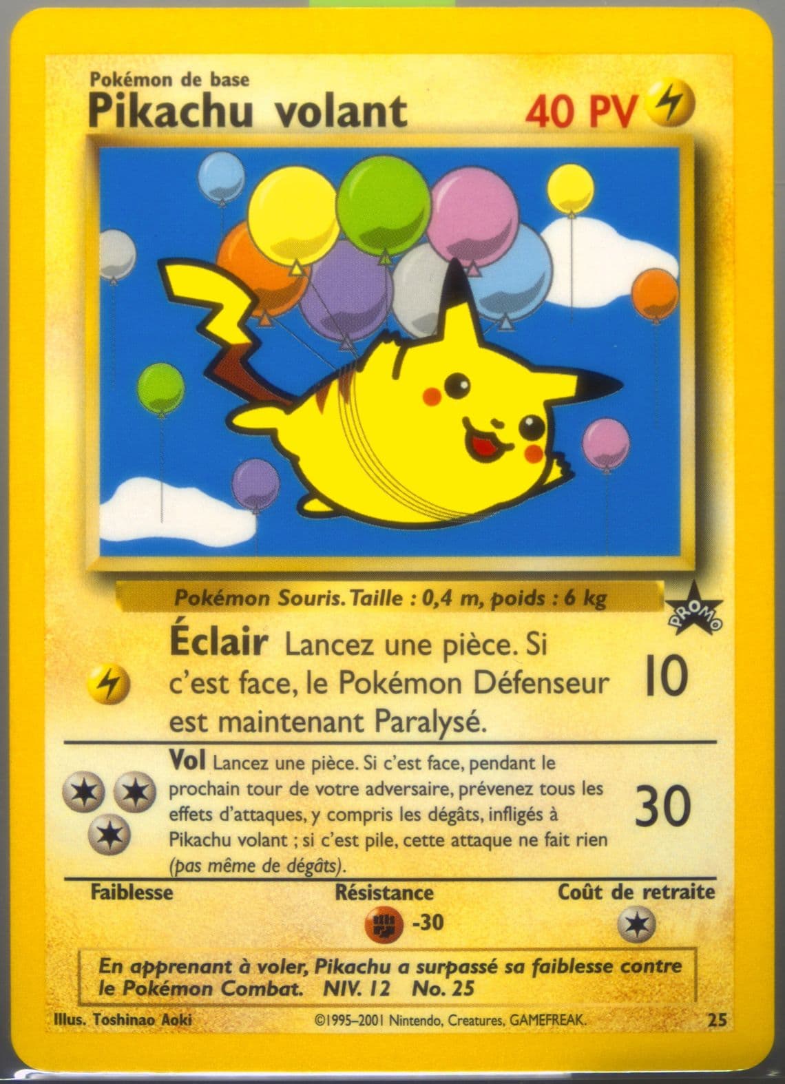 Pikachu Volant Pokemon League-French (25) 2001 Pokemon Promo Black Star