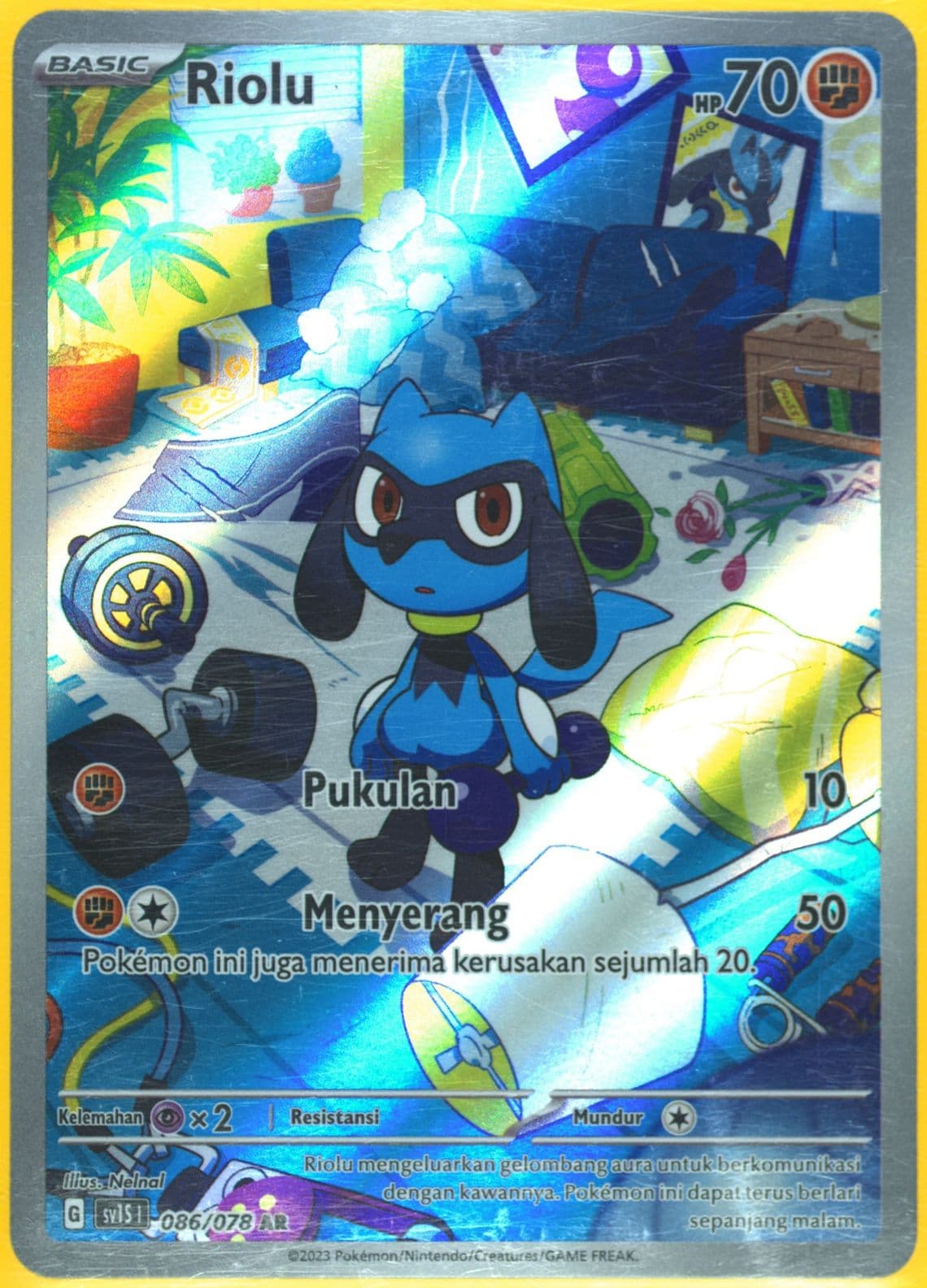Riolu Art Rare (086) 2023 Pokemon Indonesian Sv1s I-Scarlet EX