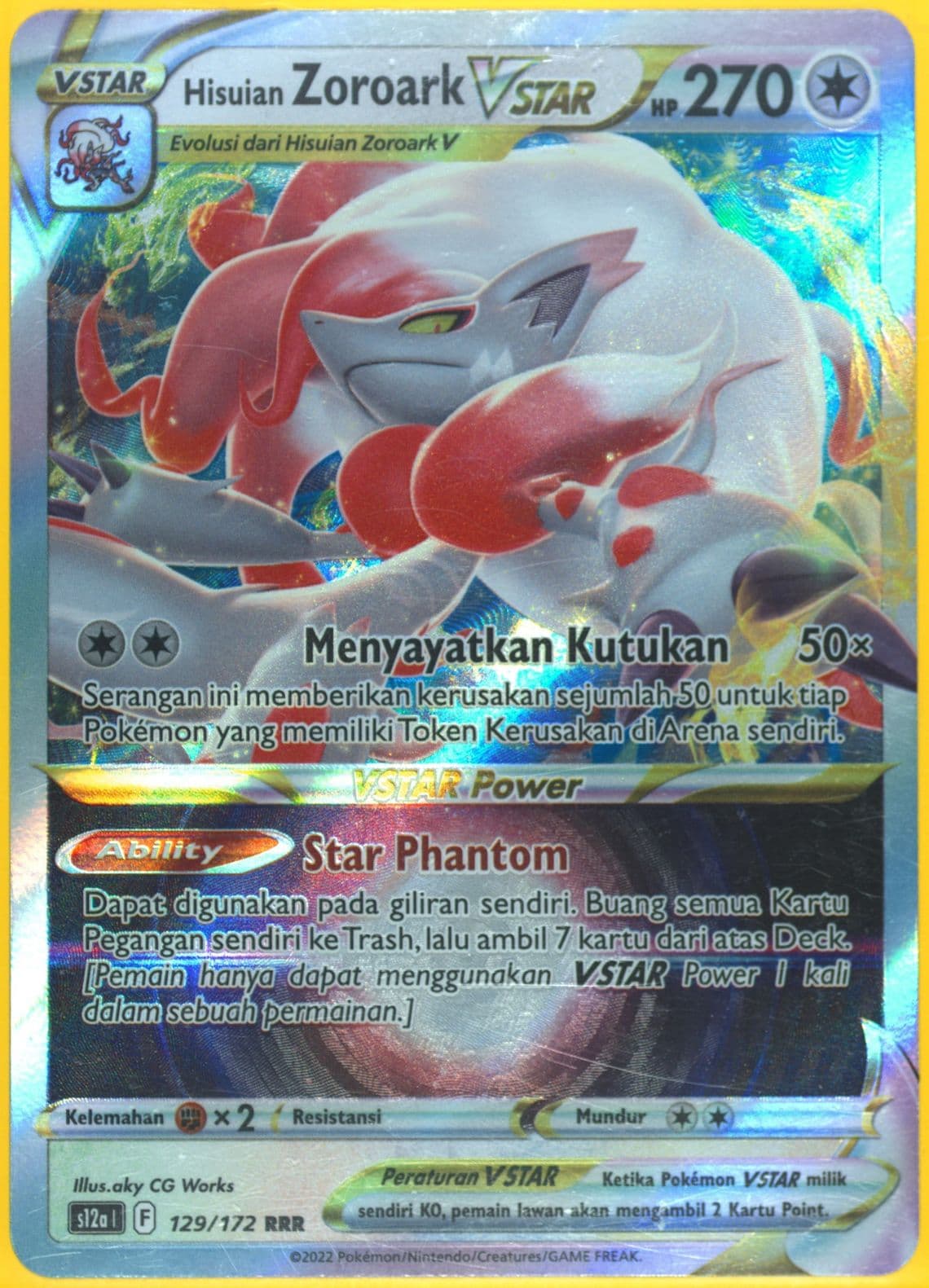 Hisuian Zoroark Vstar (129) 2022 Pokemon Indonesian Sword & Shield Star Birth