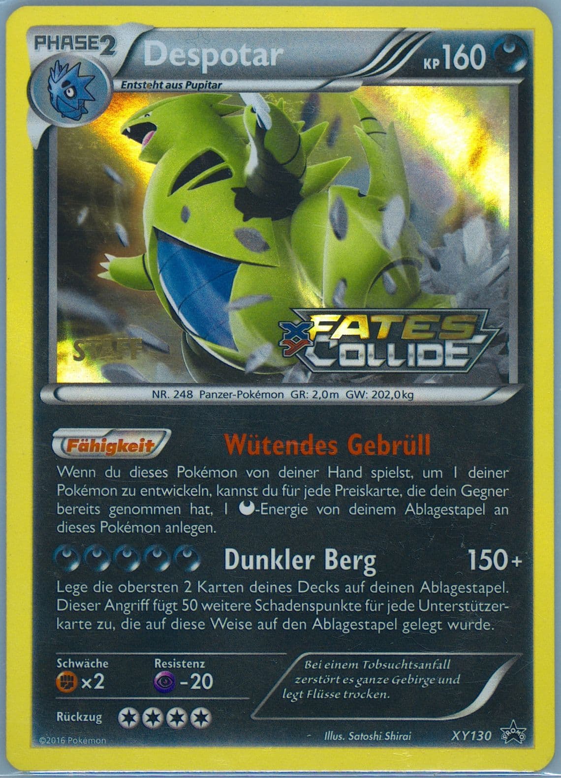 Despotar-Holo Fates Collide Prerelease-Staff-German (XY130) 2016 Pokemon XY Black Star Promo