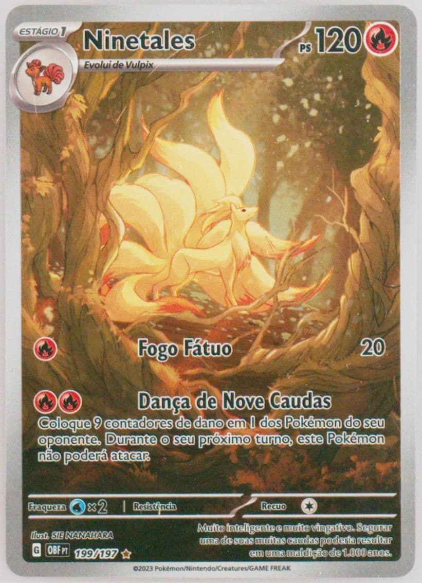Ninetales Illustration Rare (199) 2023 Pokemon Portuguese Obf PT-Obsidian Flames