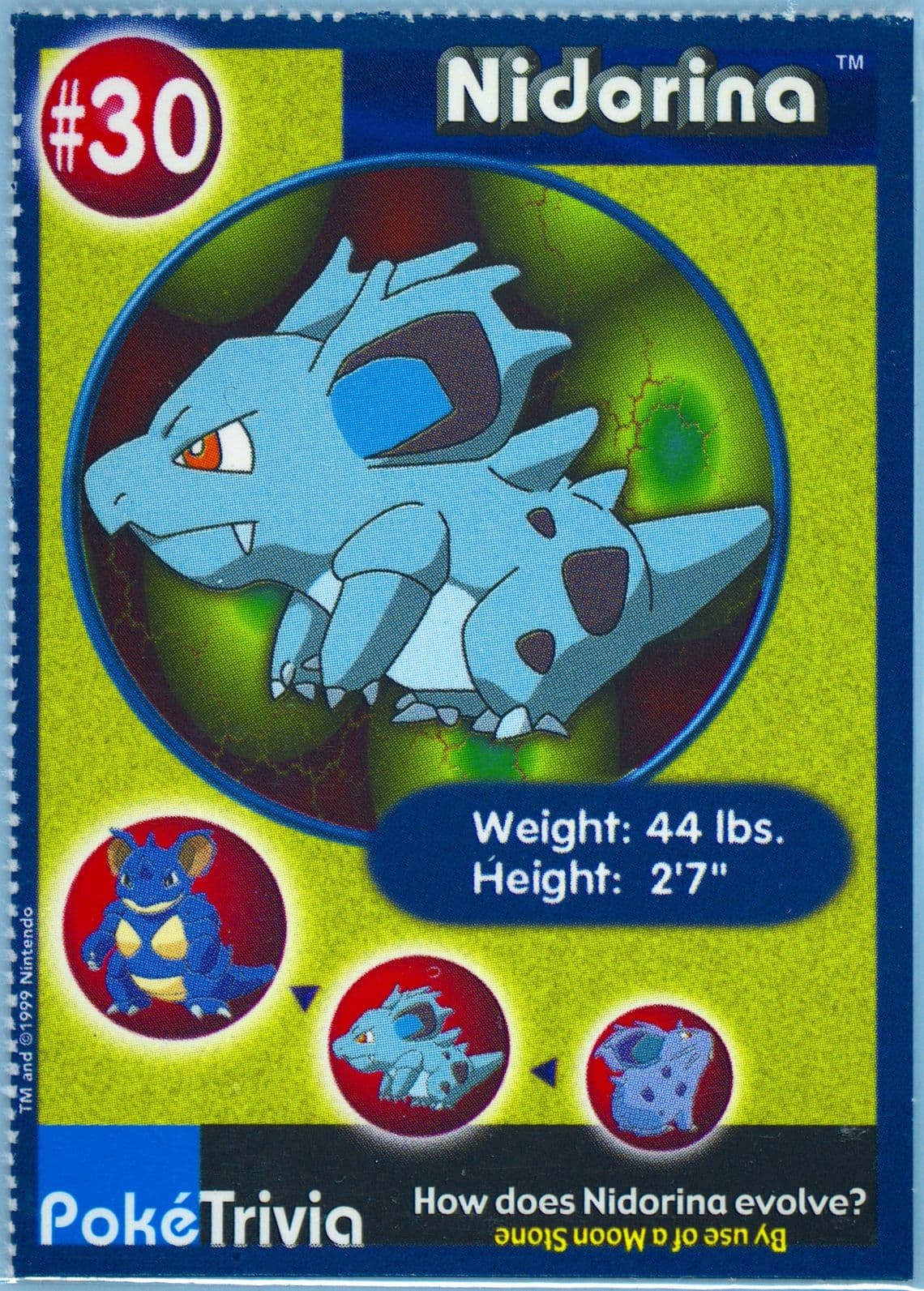 Nidorina Perforated (30) 1999 Pokemon Burger King