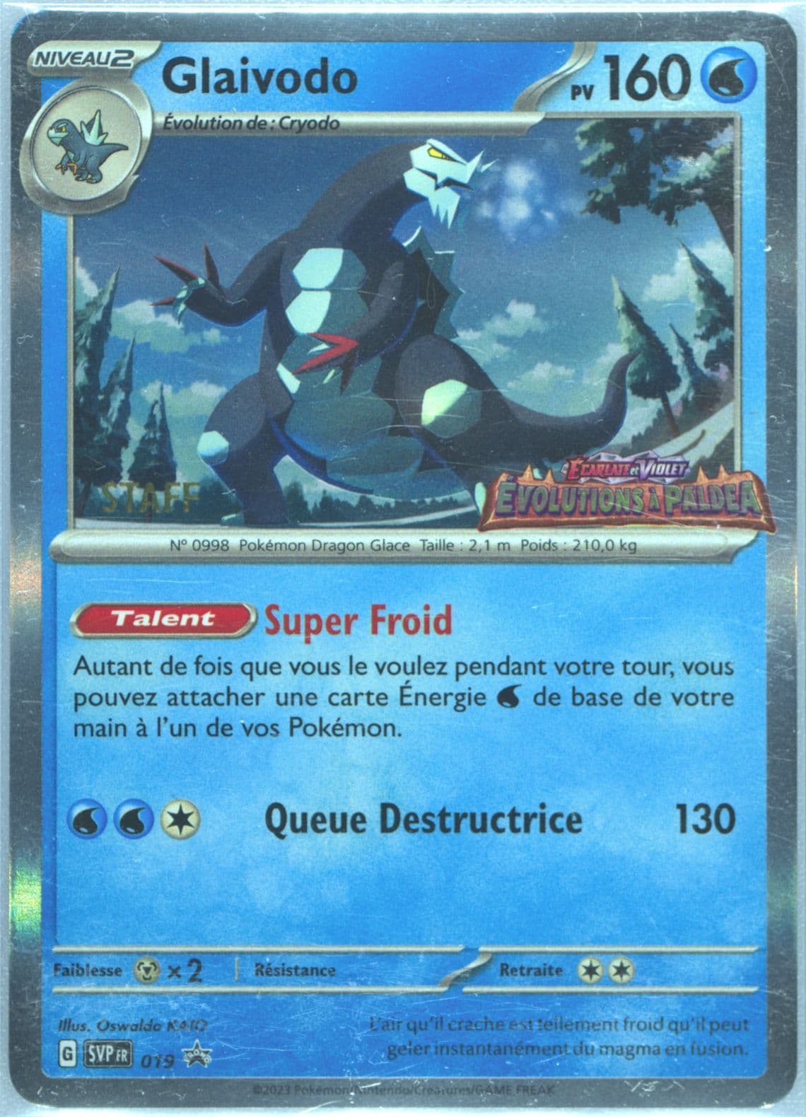 Baxcalibur Paldea Evolved Prerelease-Staff (019) 2023 Pokemon French Svp FR-SV Black Star Promo