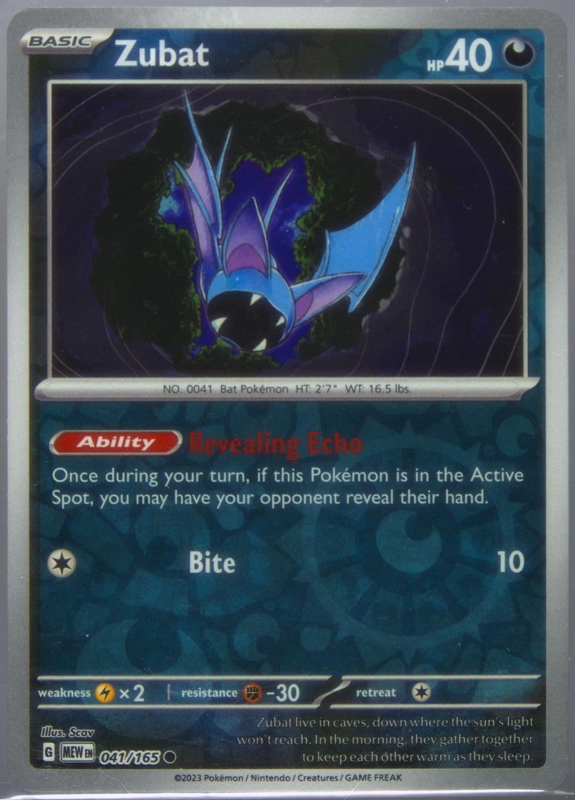 Zubat Reverse Holo (041) 2023 Pokemon Mew EN-151