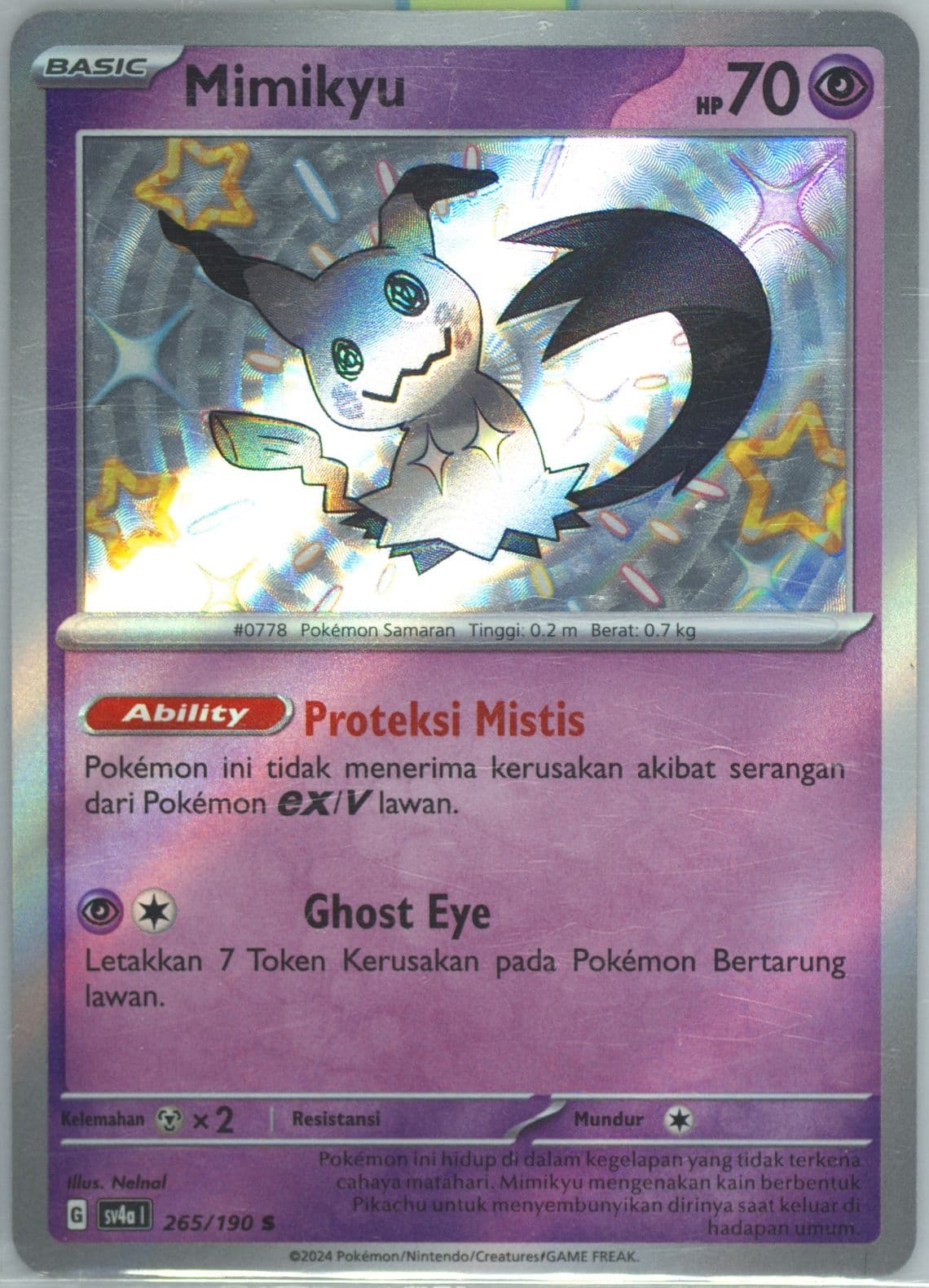 Mimikyu S (265) 2024 Pokemon Indonesian Sv4a I-Shiny Treasure EX