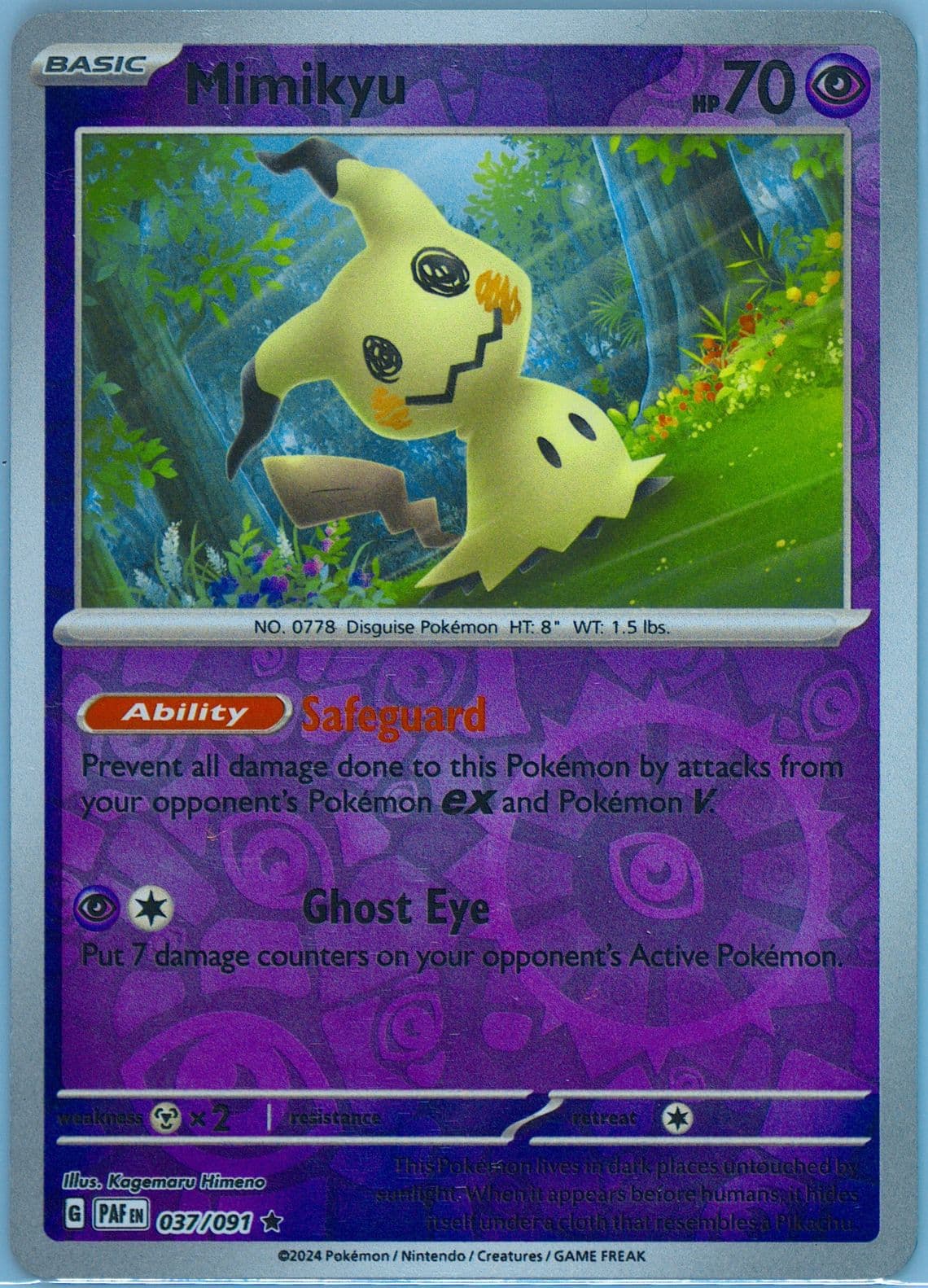 Mimikyu Reverse Holo (037) 2024 Pokemon Paf EN-Paldean Fates