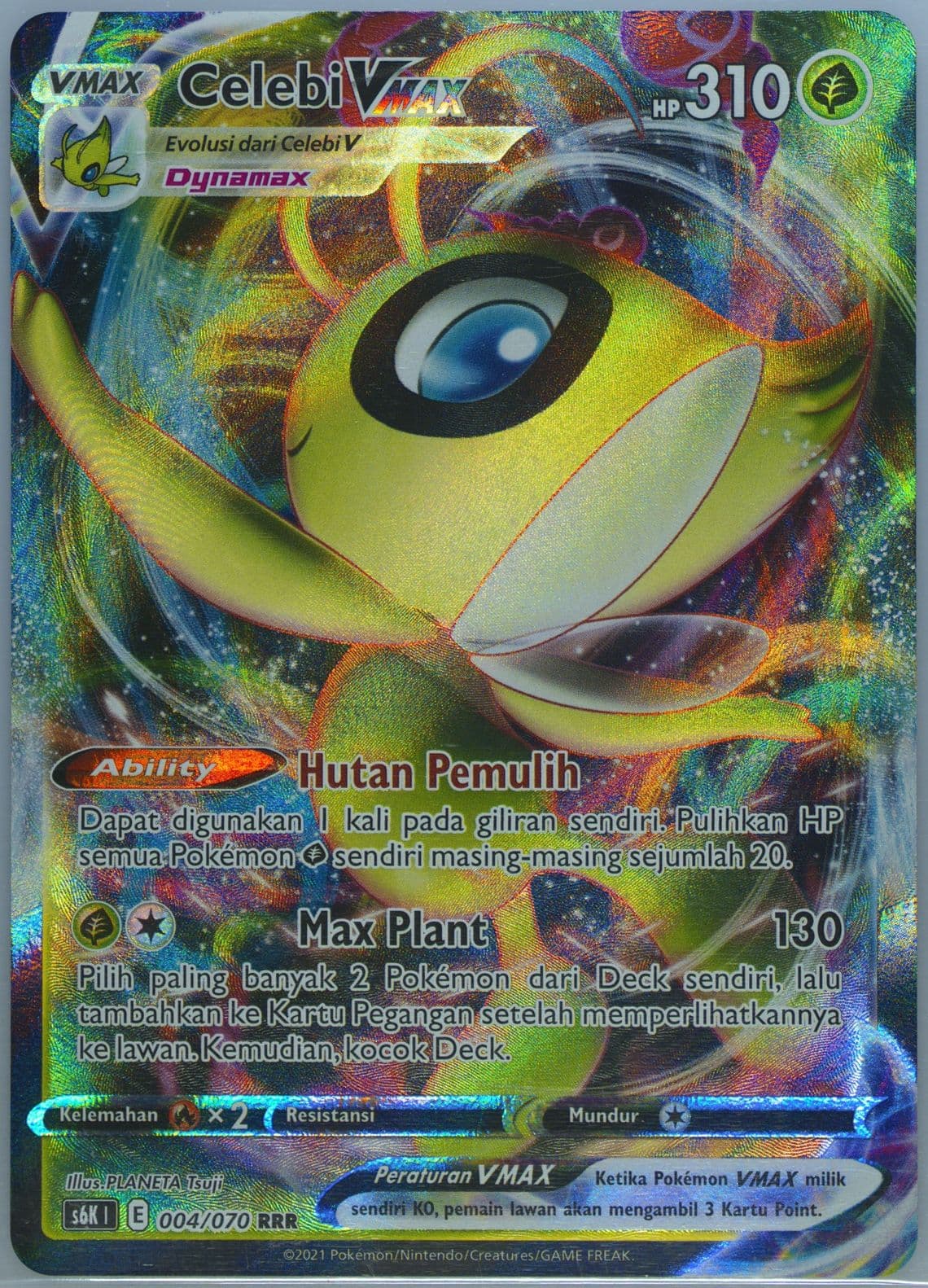 Full Art/Celebi Vmax (004) 2021 Pokemon Indonesian Sword & Shield Jet-Black Spirit