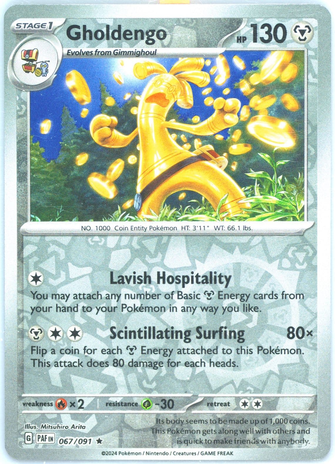 Gholdengo Reverse Holo (067) 2024 Pokemon Paf EN-Paldean Fates