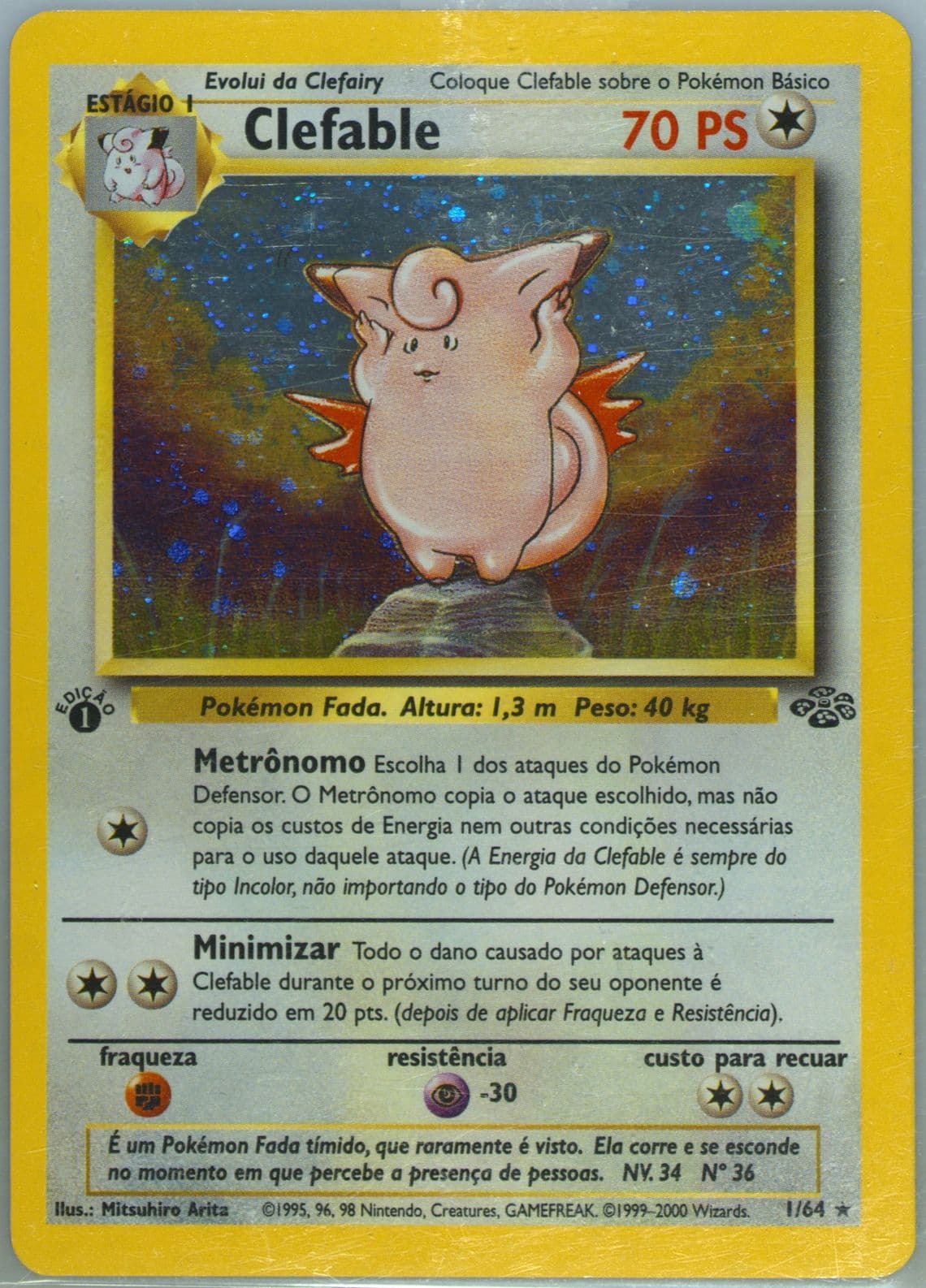Clefable-Holo 1st Edition (1) 2000 Pokemon Portuguese Jungle