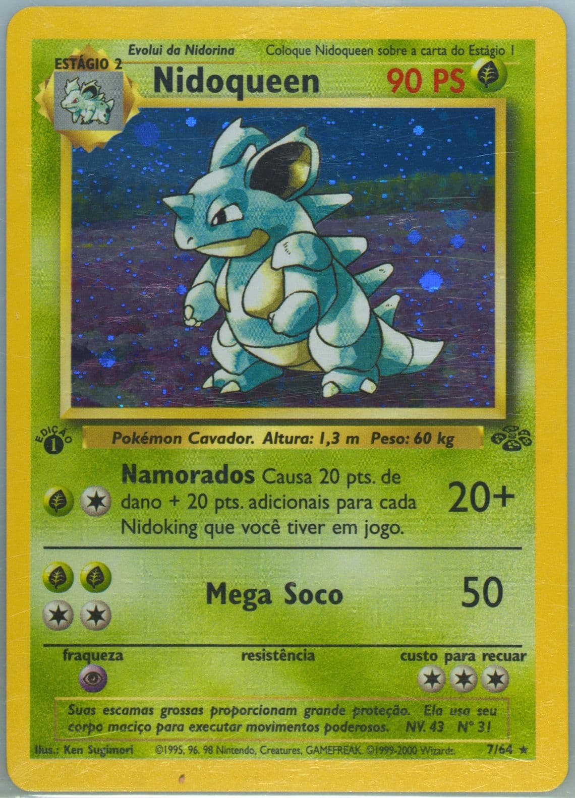 Nidoqueen-Holo 1st Edition (7) 2000 Pokemon Portuguese Jungle
