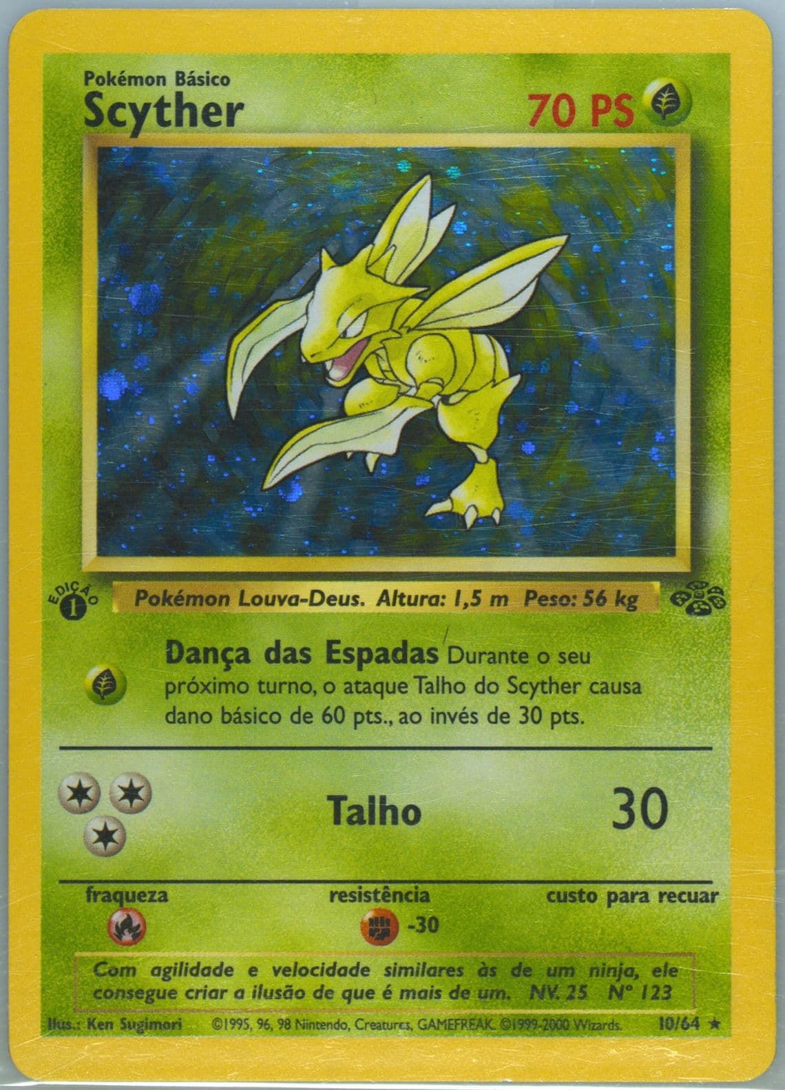 Scyther-Holo 1st Edition (10) 2000 Pokemon Portuguese Jungle