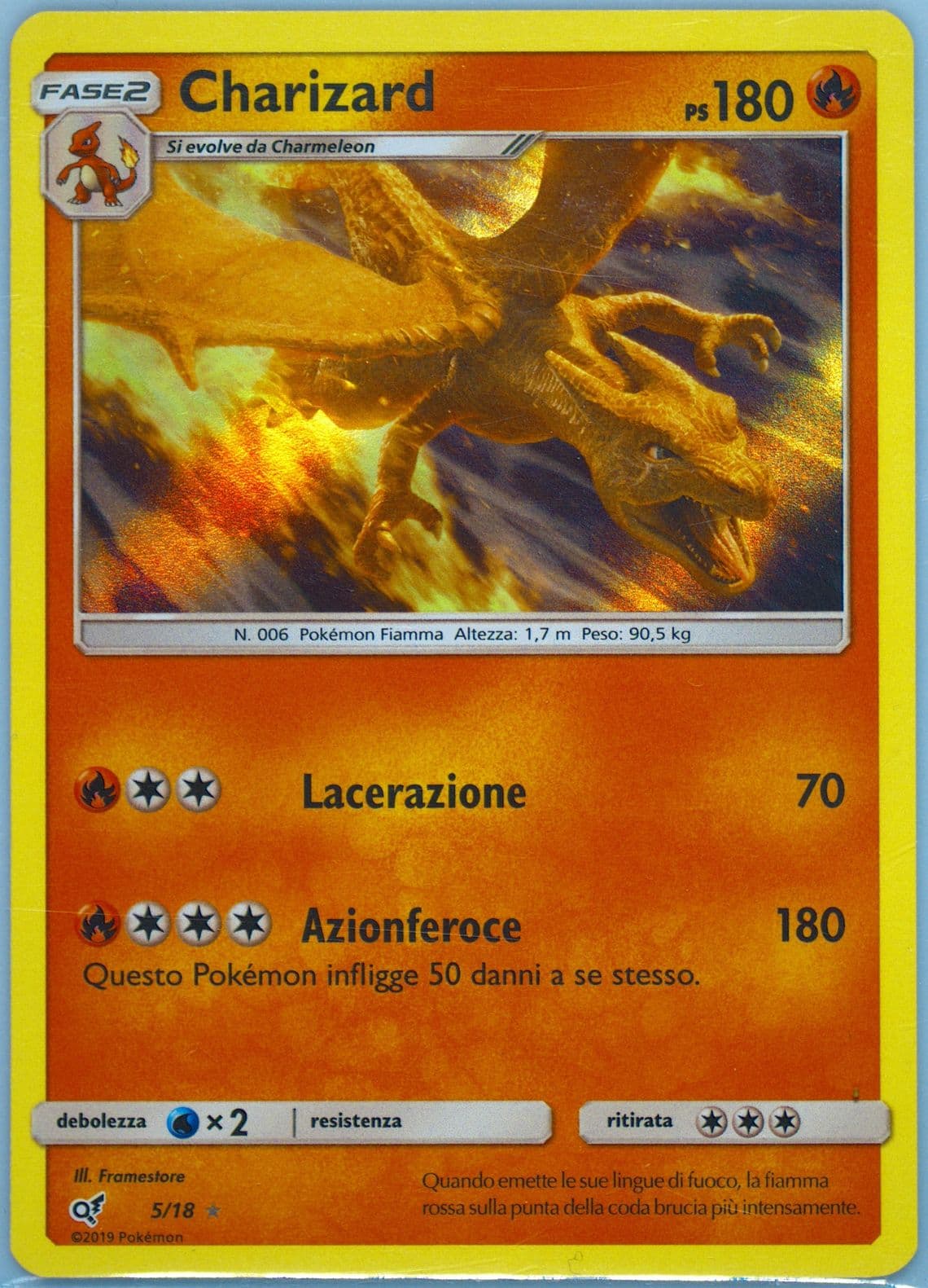 Charizard-Holo Italian (5) 2019 Pokemon Sun & Moon Detective Pikachu