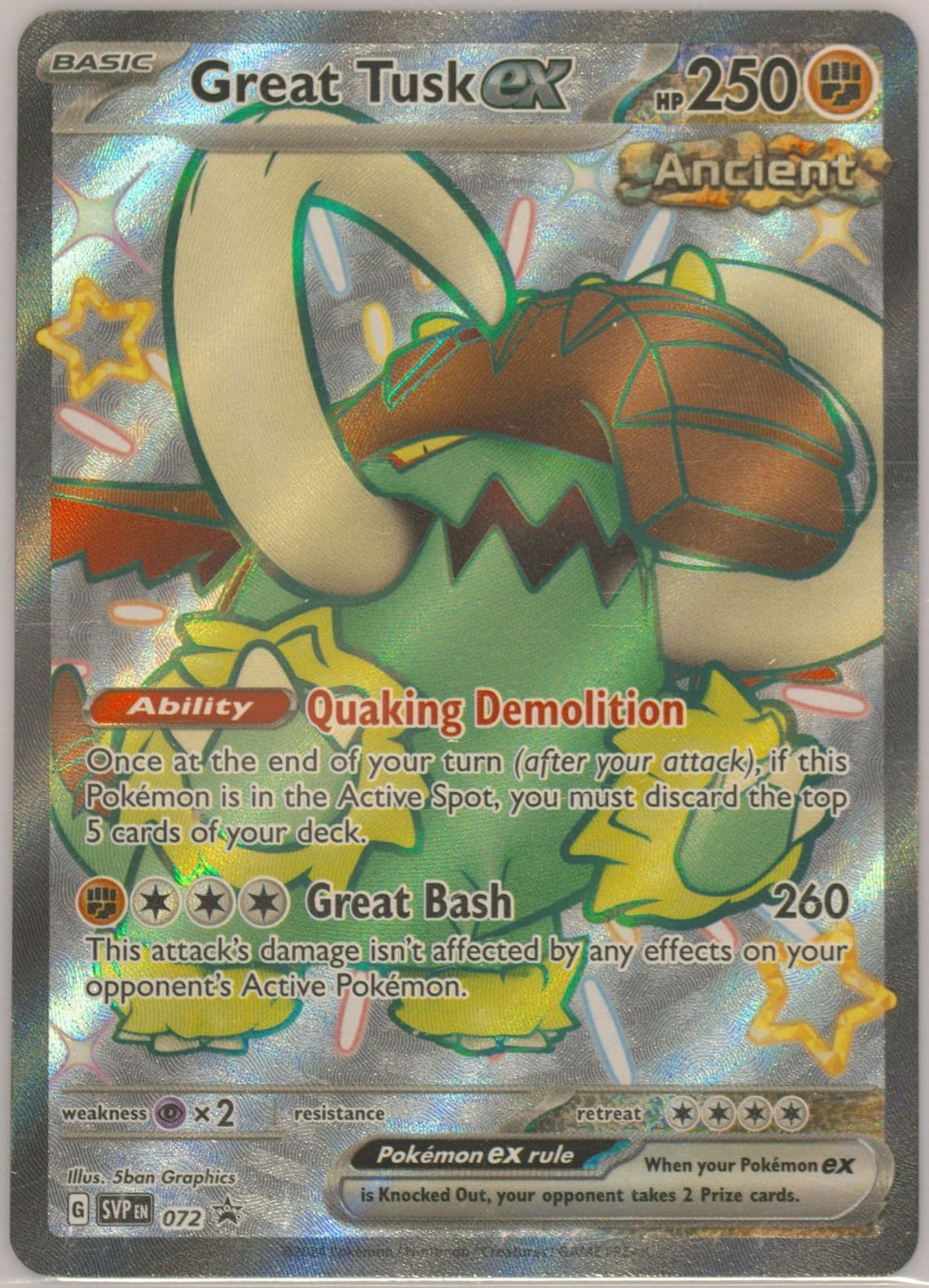 Great Tusk EX Paldean Fates Tin (072) 2024 Pokemon Svp EN-SV Black Star Promo