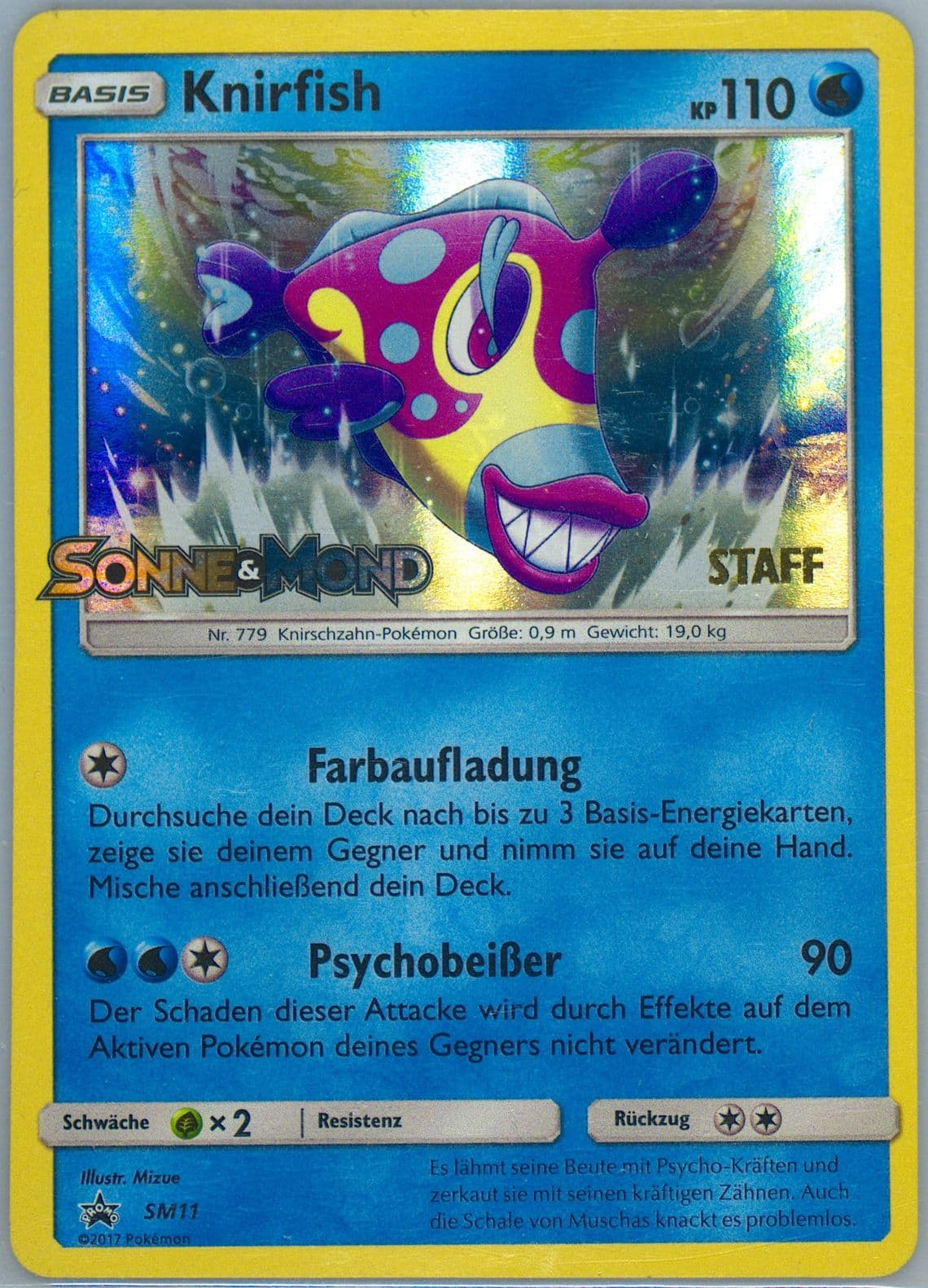 Knirfish-Holo Sun & Moon-Prerelease-Staff-German (SM11) 2017 Pokemon SM Black Star Promo