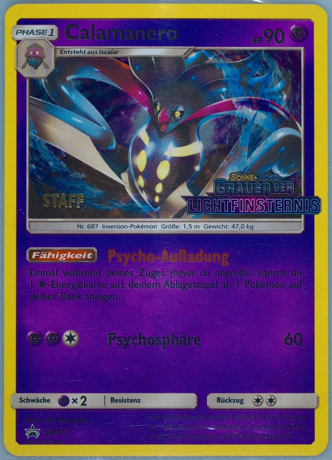 Calamanero-Holo Forbidden Light-Prerelease-Staff-German (SM117) 2018 Pokemon SM Black Star Promo