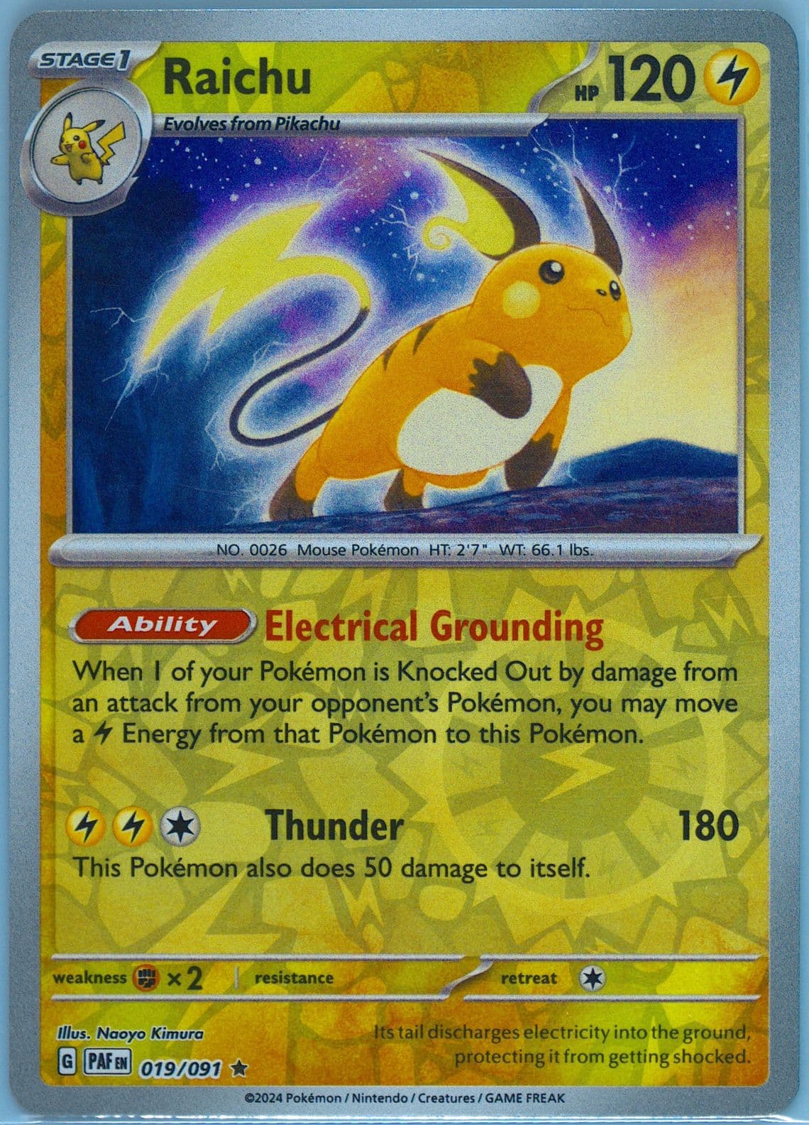 Raichu Reverse Holo (019) 2024 Pokemon Paf EN-Paldean Fates