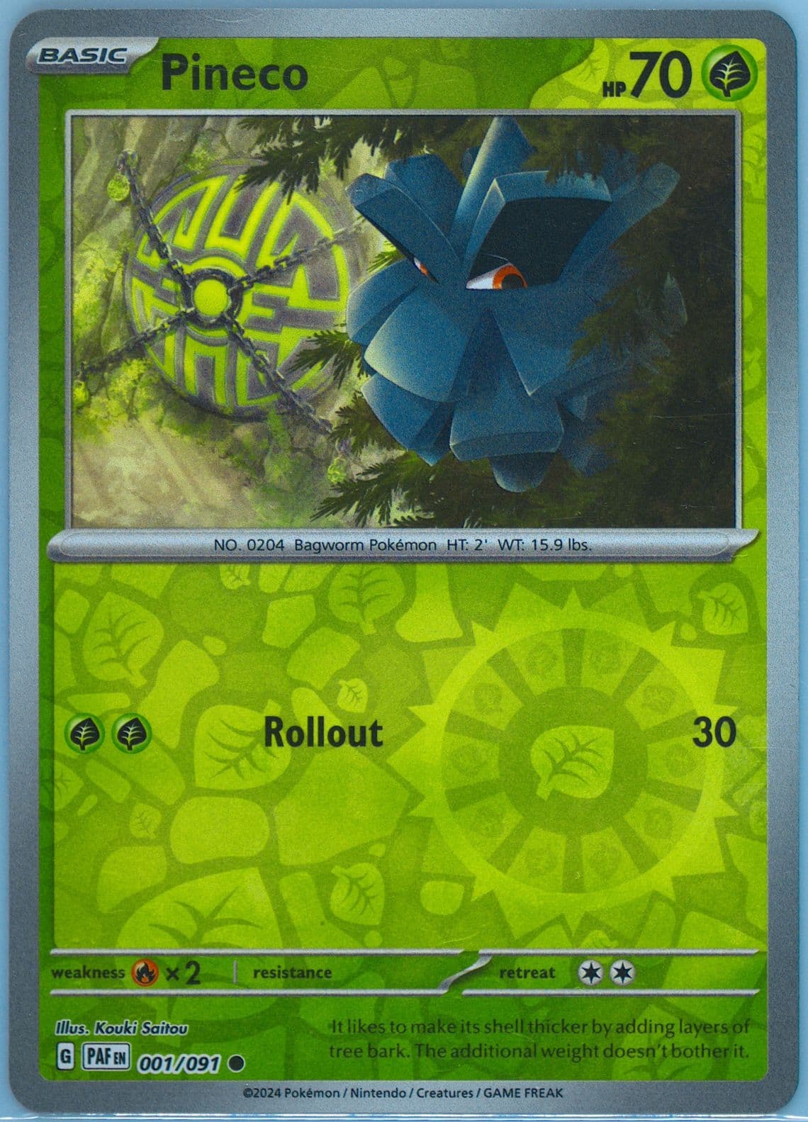 Pineco Reverse Holo (001) 2024 Pokemon Paf EN-Paldean Fates