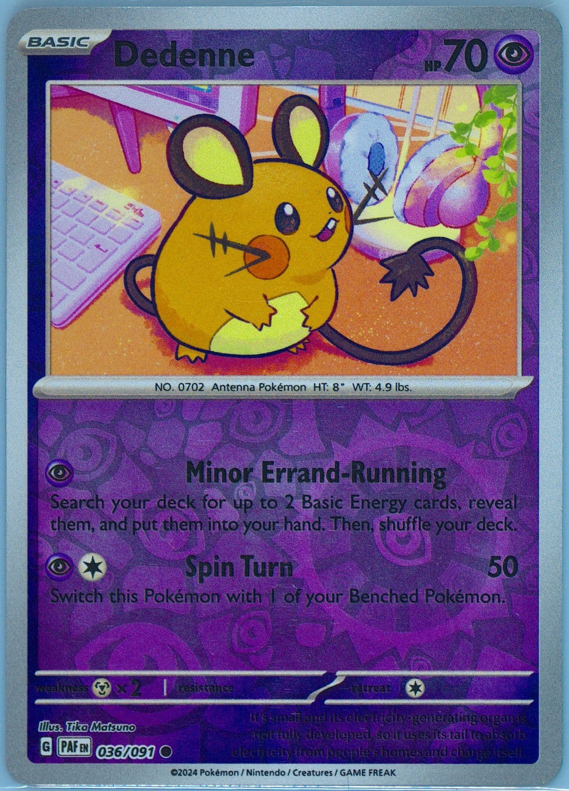Dedenne Reverse Holo (036) 2024 Pokemon Paf EN-Paldean Fates