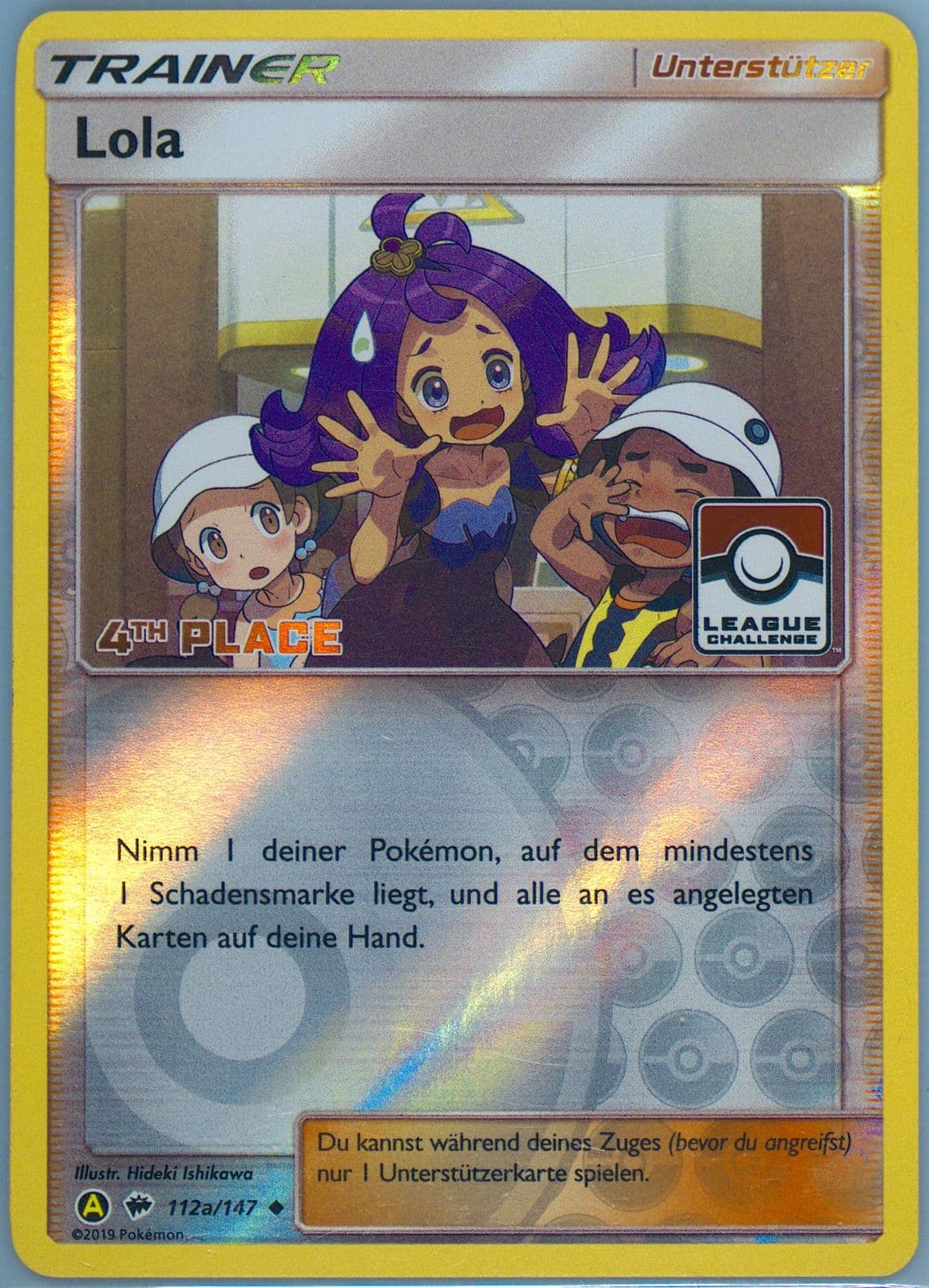 Lola-Reverse Foil 2019 Yellow Alternative Art 4th Place Pokemon League-German (112a) 2017 Pokemon Sun & Moon Burning Shadows