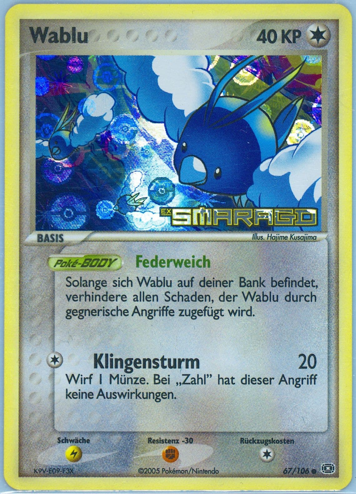 Wablu-Reverse Foil German (67) 2005 Pokemon EX Emerald