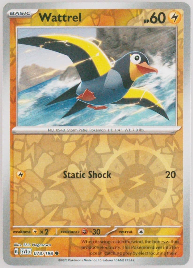 Wattrel Reverse Holo (078) 2023 Pokemon Svi EN-Scarlet & Violet