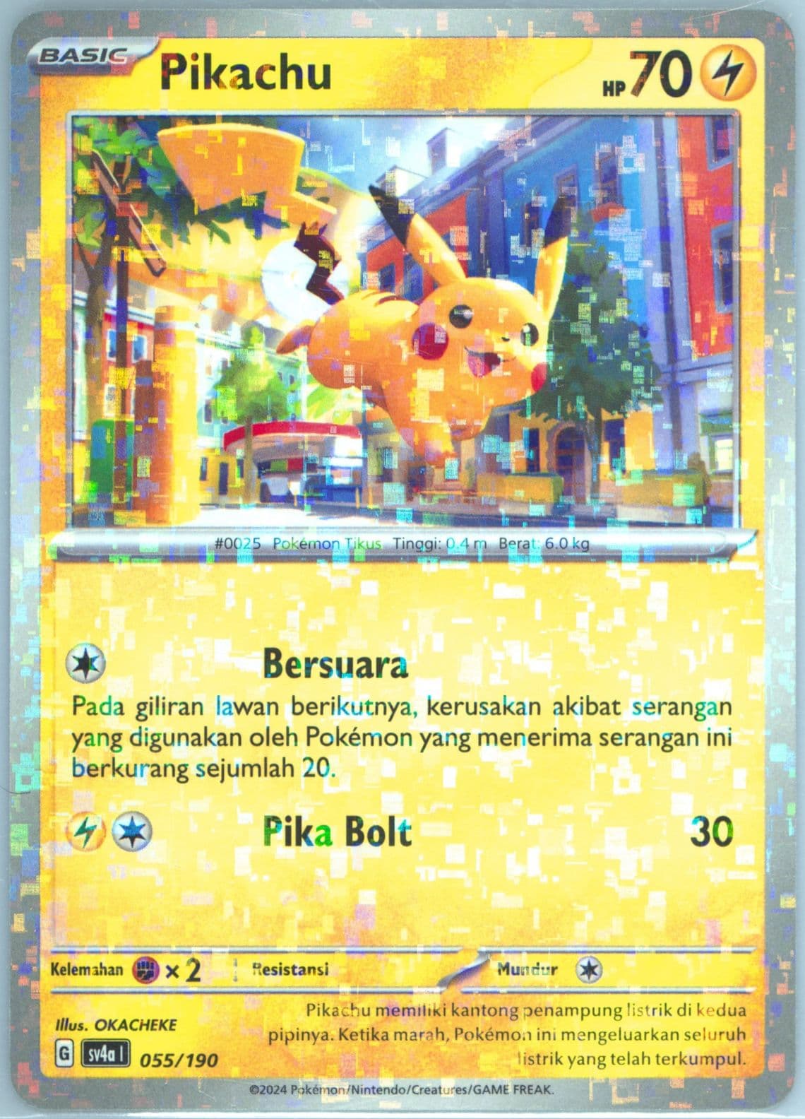 Pikachu Reverse Holo (055) 2024 Pokemon Indonesian Sv4a I-Shiny Treasure EX