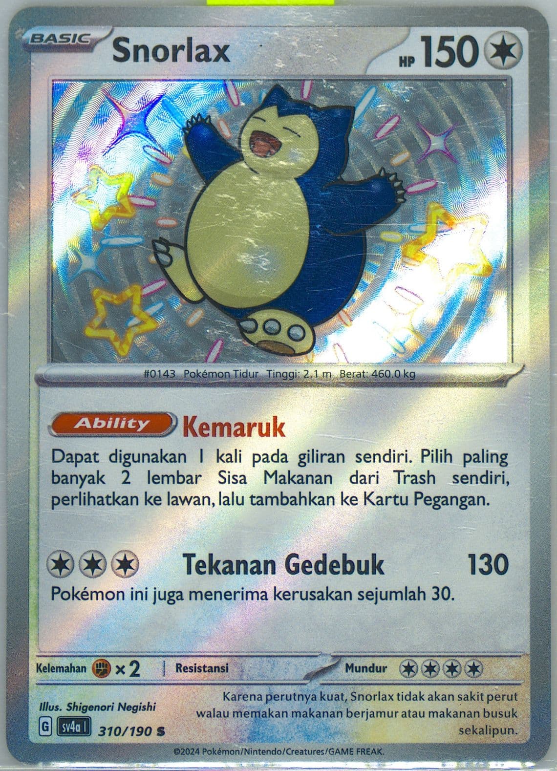 Snorlax S (310) 2024 Pokemon Indonesian Sv4a I-Shiny Treasure EX