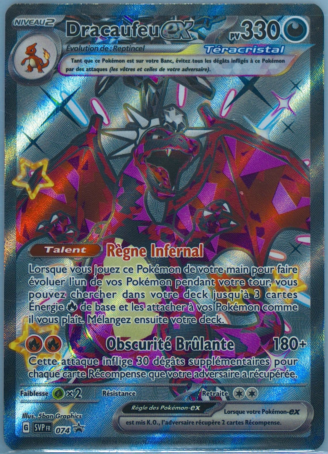 Charizard EX Paldean Fates Tin (074) 2024 Pokemon French Svp FR-SV Black Star Promo