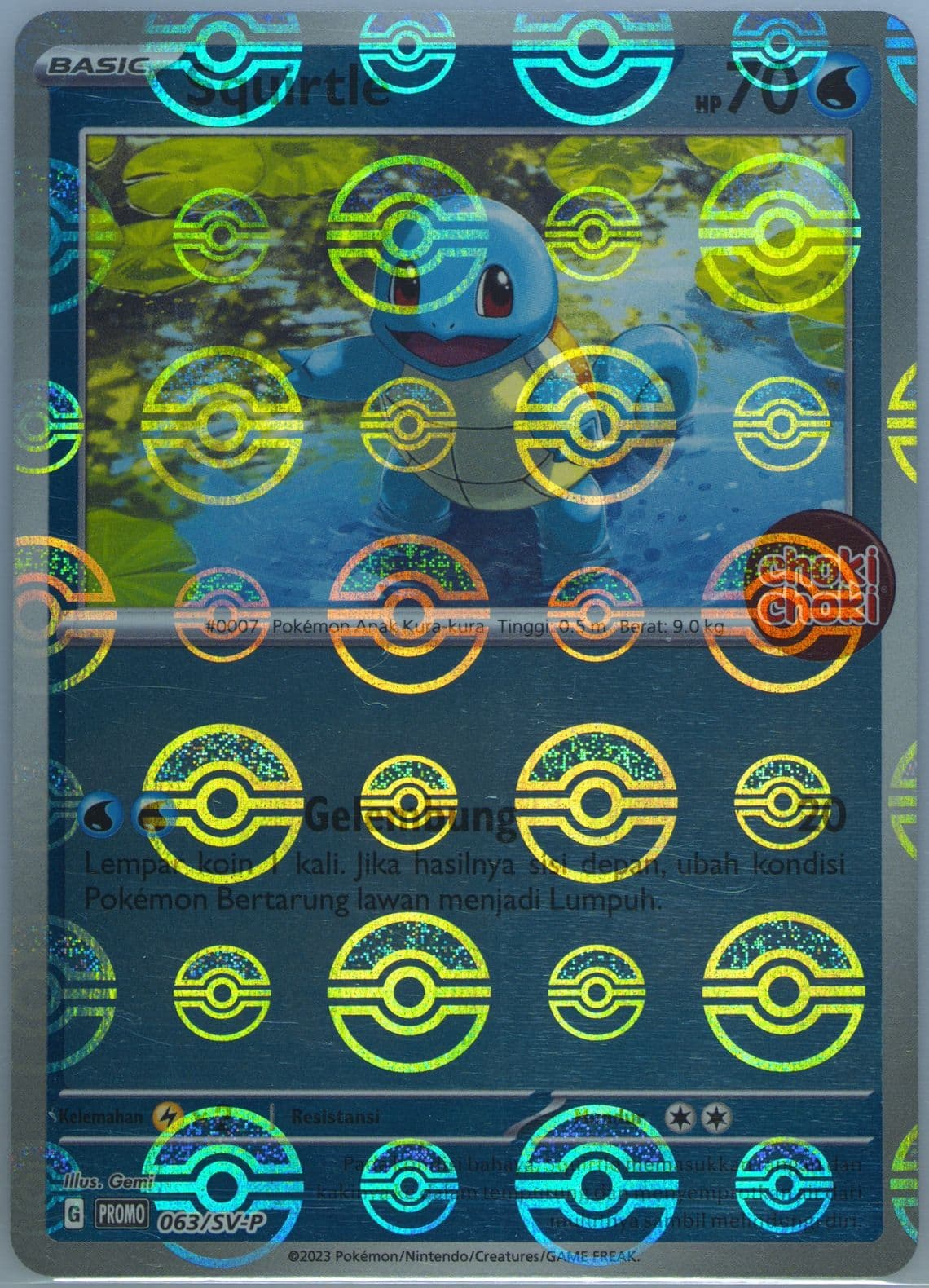 Squirtle Choki Choki Chococashew Surprise Pokemon Promotion (063) 2024 Pokemon Indonesian SV-P Promo
