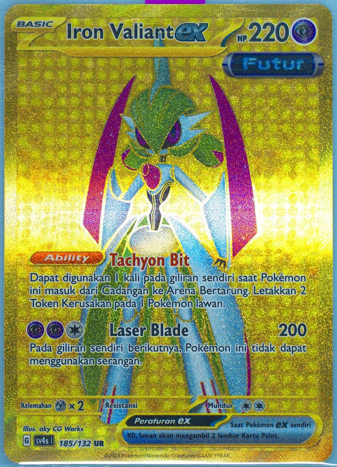 Iron Valiant EX Ultra Rare (185) 2023 Pokemon Indonesian Sv4s I-Pokemon Paradox Encounters