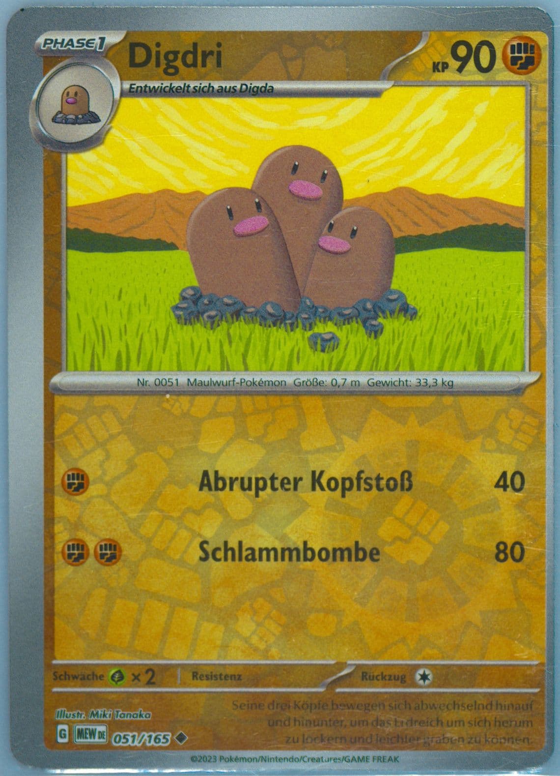 Dugtrio Reverse Holo (051) 2023 Pokemon German Mew de-151