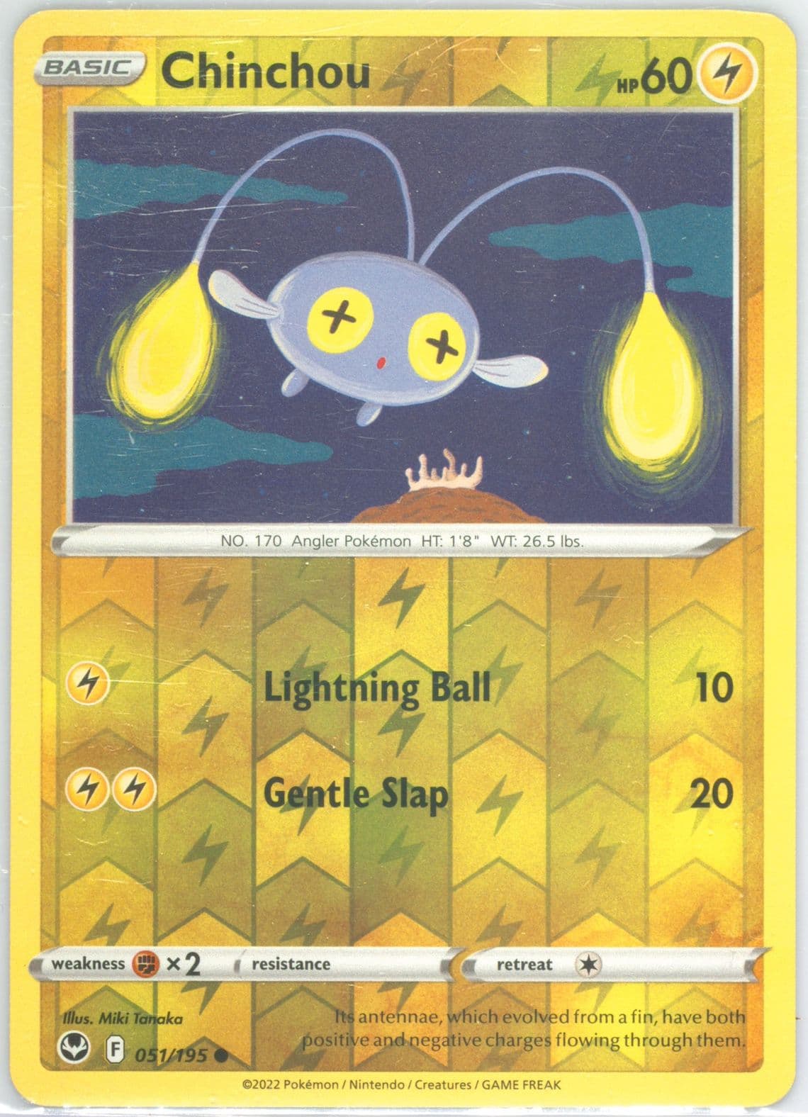 Chinchou-Reverse Foil (051) 2022 Pokemon Sword & Shield Silver Tempest