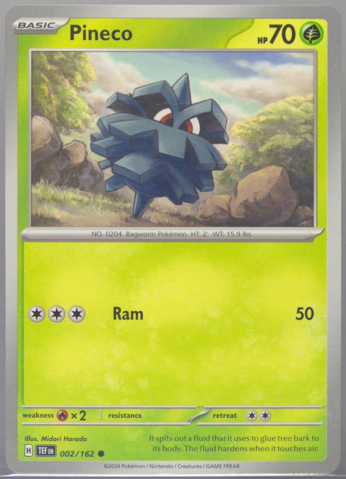 Pineco (002) 2024 Pokemon Tef EN-Temporal Forces