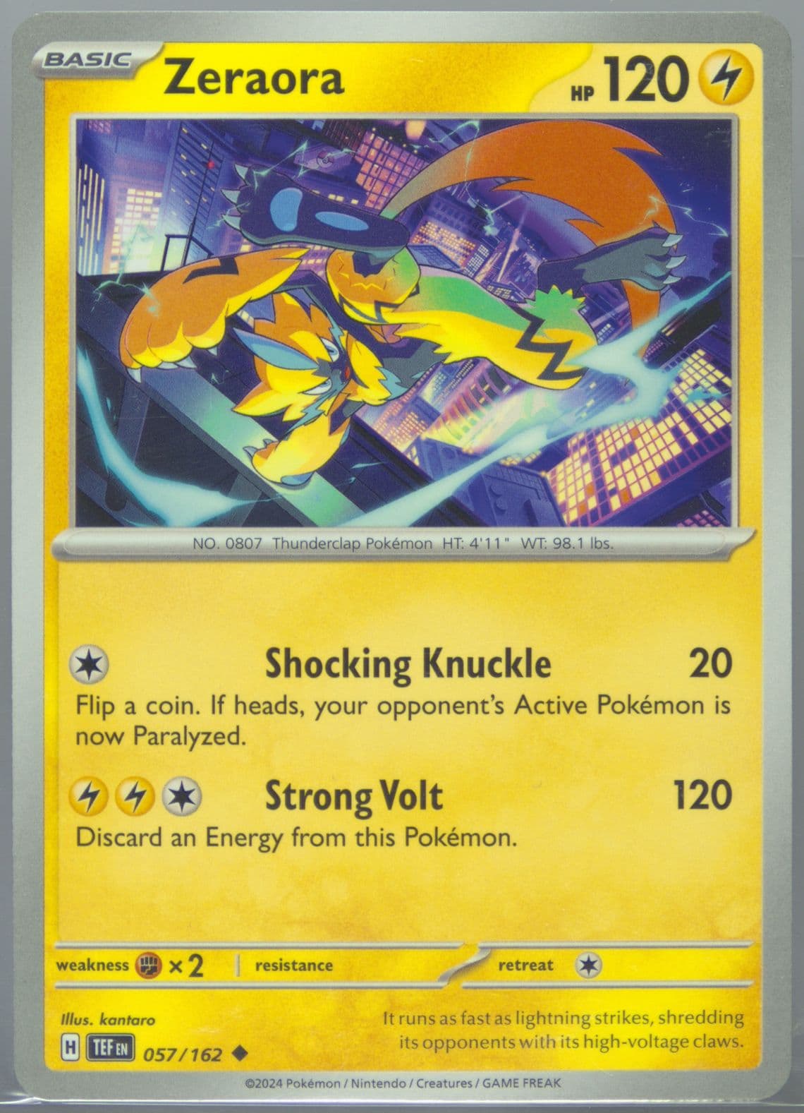 Zeraora (057) 2024 Pokemon Tef EN-Temporal Forces