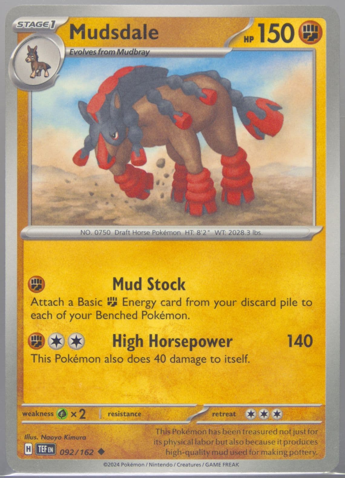 Mudsdale (092) 2024 Pokemon Tef EN-Temporal Forces
