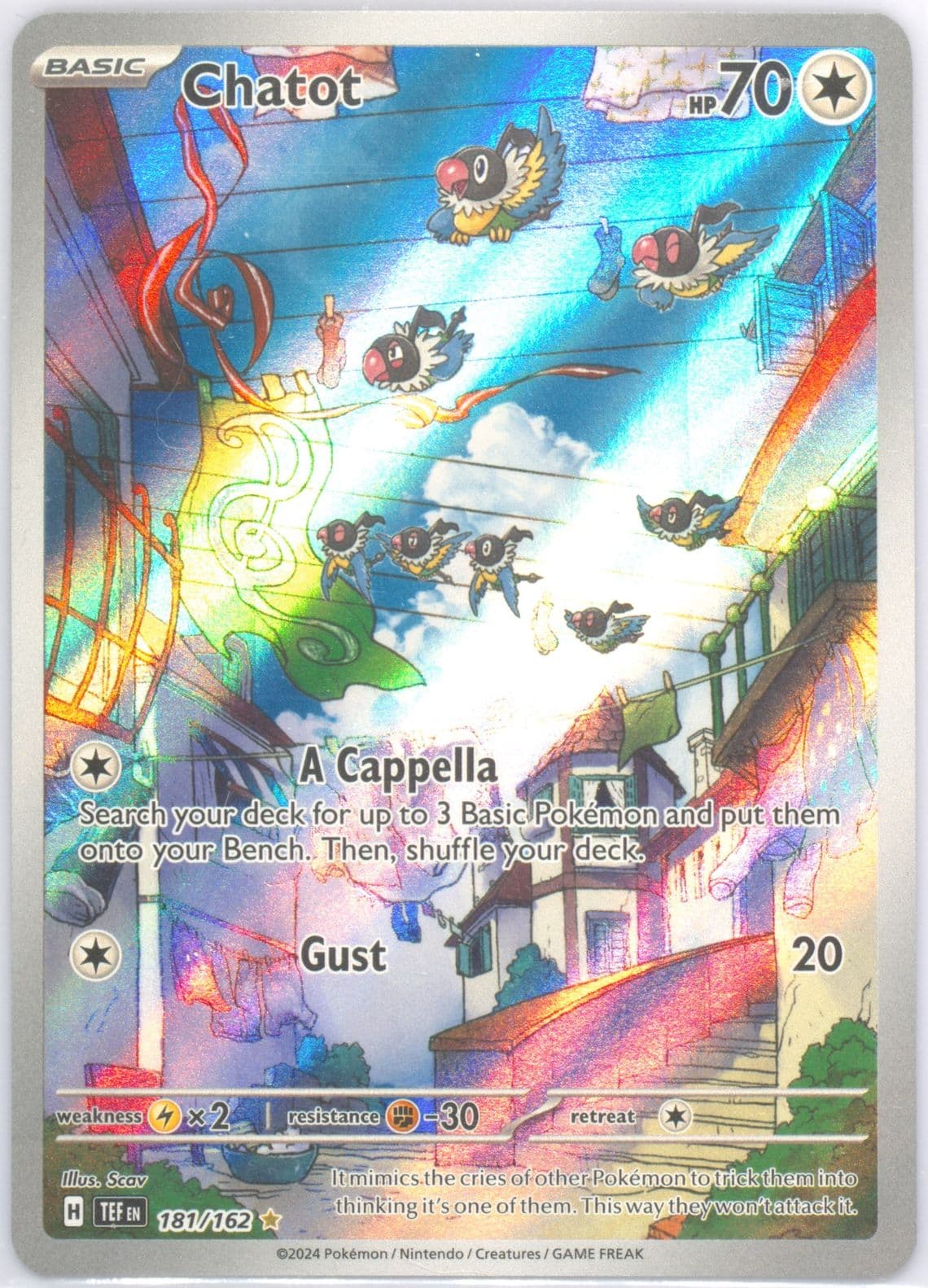 Chatot Illustration Rare (181) 2024 Pokemon Tef EN-Temporal Forces