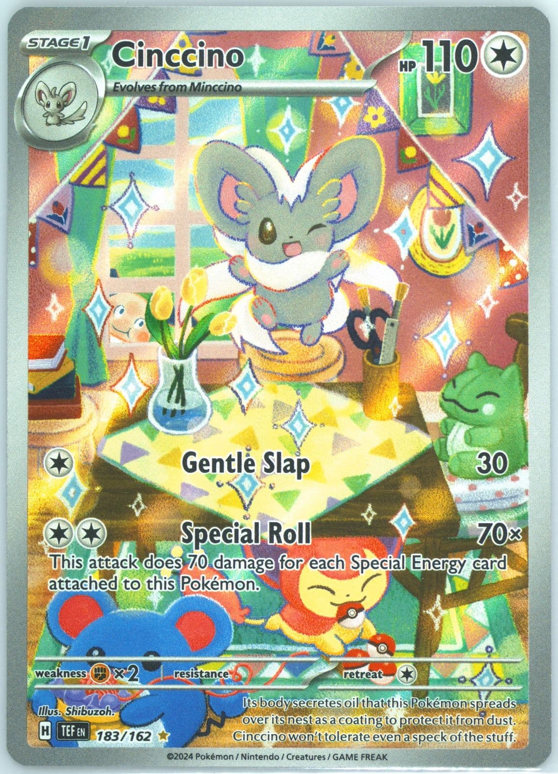 Cinccino Illustration Rare (183) 2024 Pokemon Tef EN-Temporal Forces