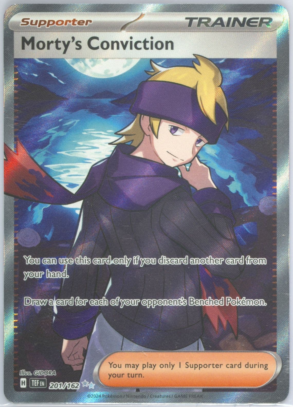 Morty's Conviction Ultra Rare (201) 2024 Pokemon Tef EN-Temporal Forces