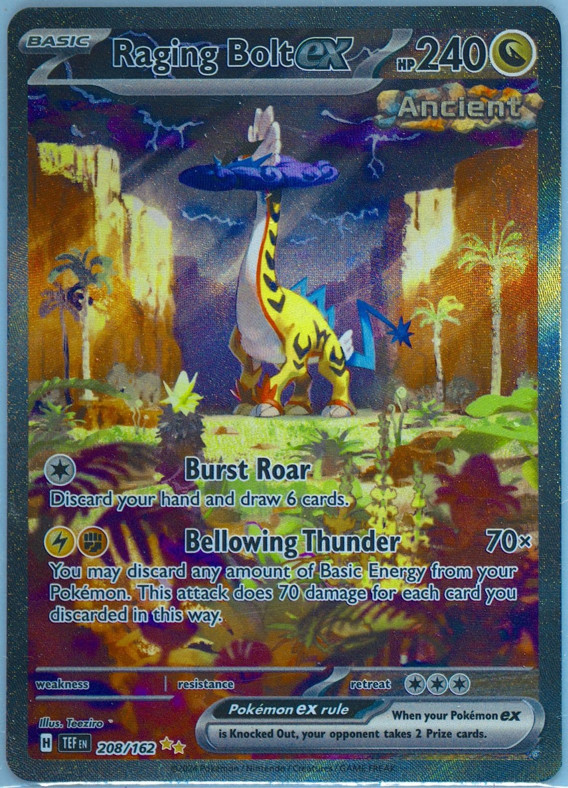 Raging Bolt EX Special Illustration Rare (208) 2024 Pokemon Tef EN-Temporal Forces
