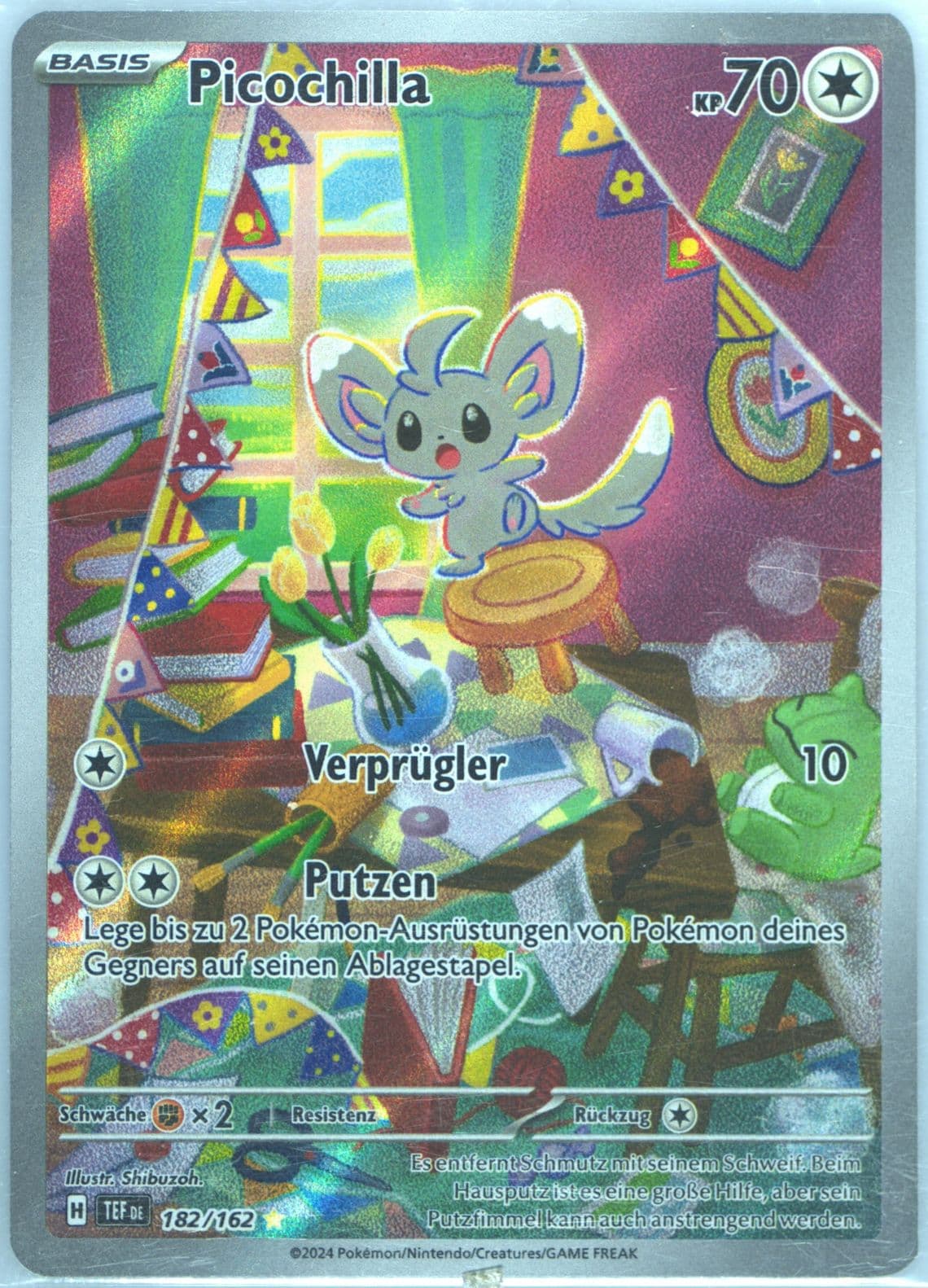 Minccino Illustration Rare (182) 2024 Pokemon German Tef de-Temporal Forces