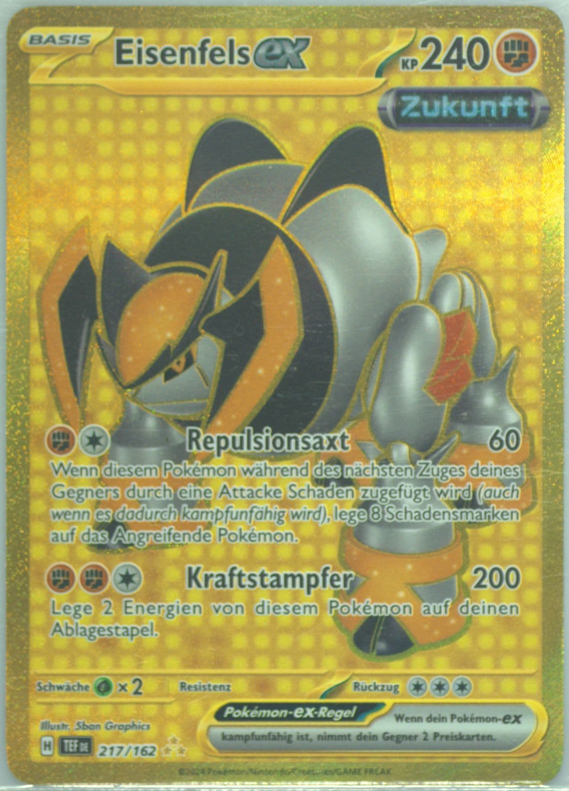 Iron Boulder EX Hyper Rare (217) 2024 Pokemon German Tef de-Temporal Forces