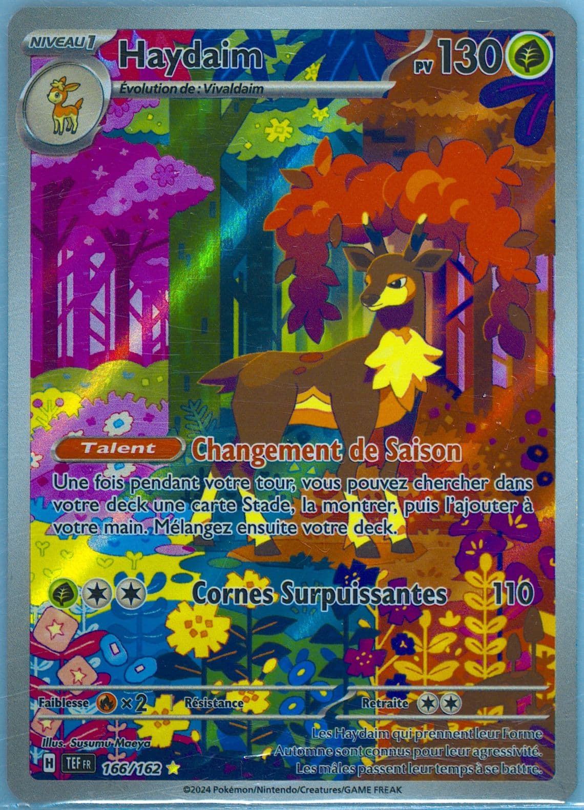 Sawsbuck Illustration Rare (166) 2024 Pokemon French Tef FR-Temporal Forces