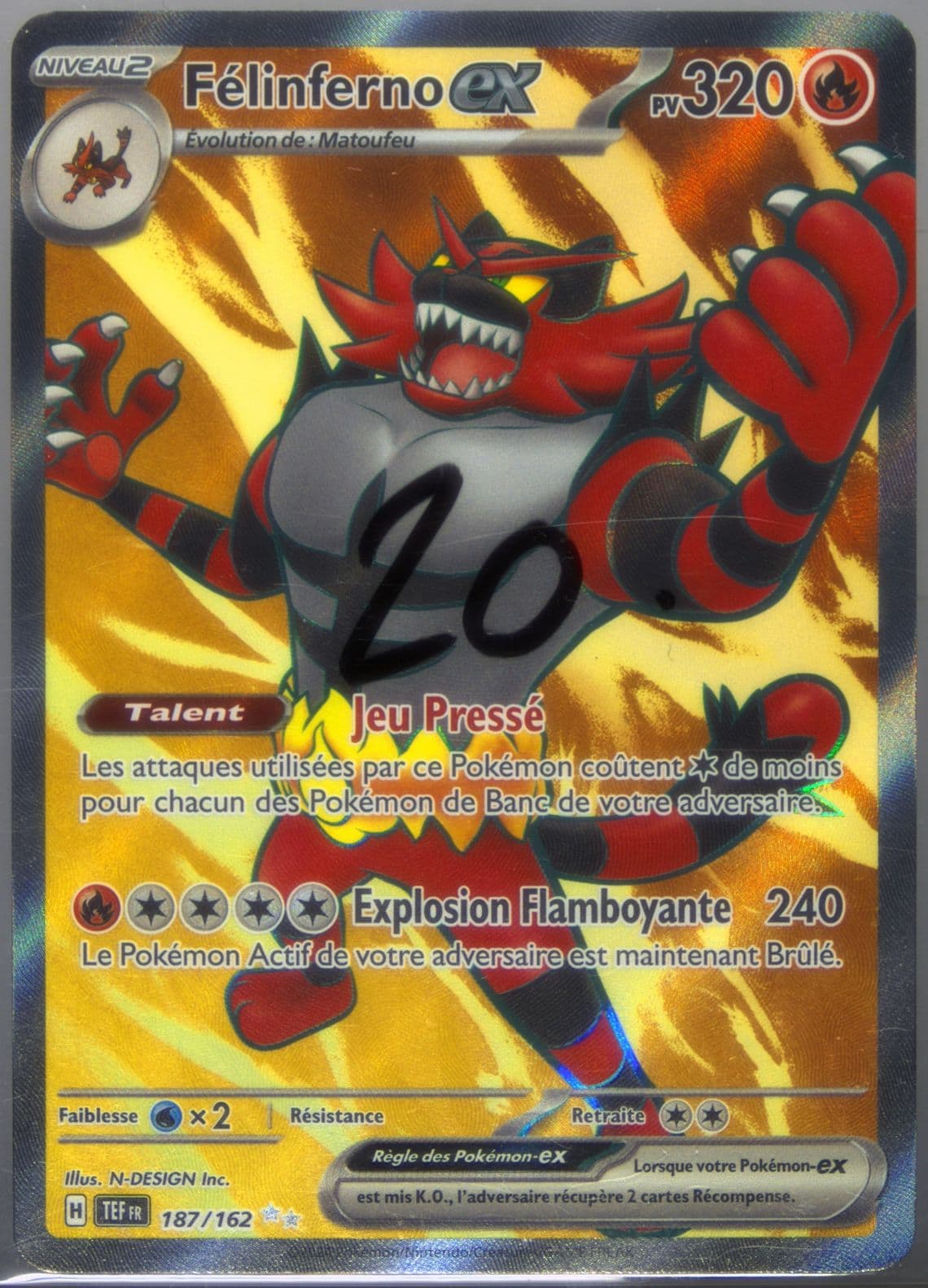 Incineroar EX Ultra Rare (187) 2024 Pokemon French Tef FR-Temporal Forces